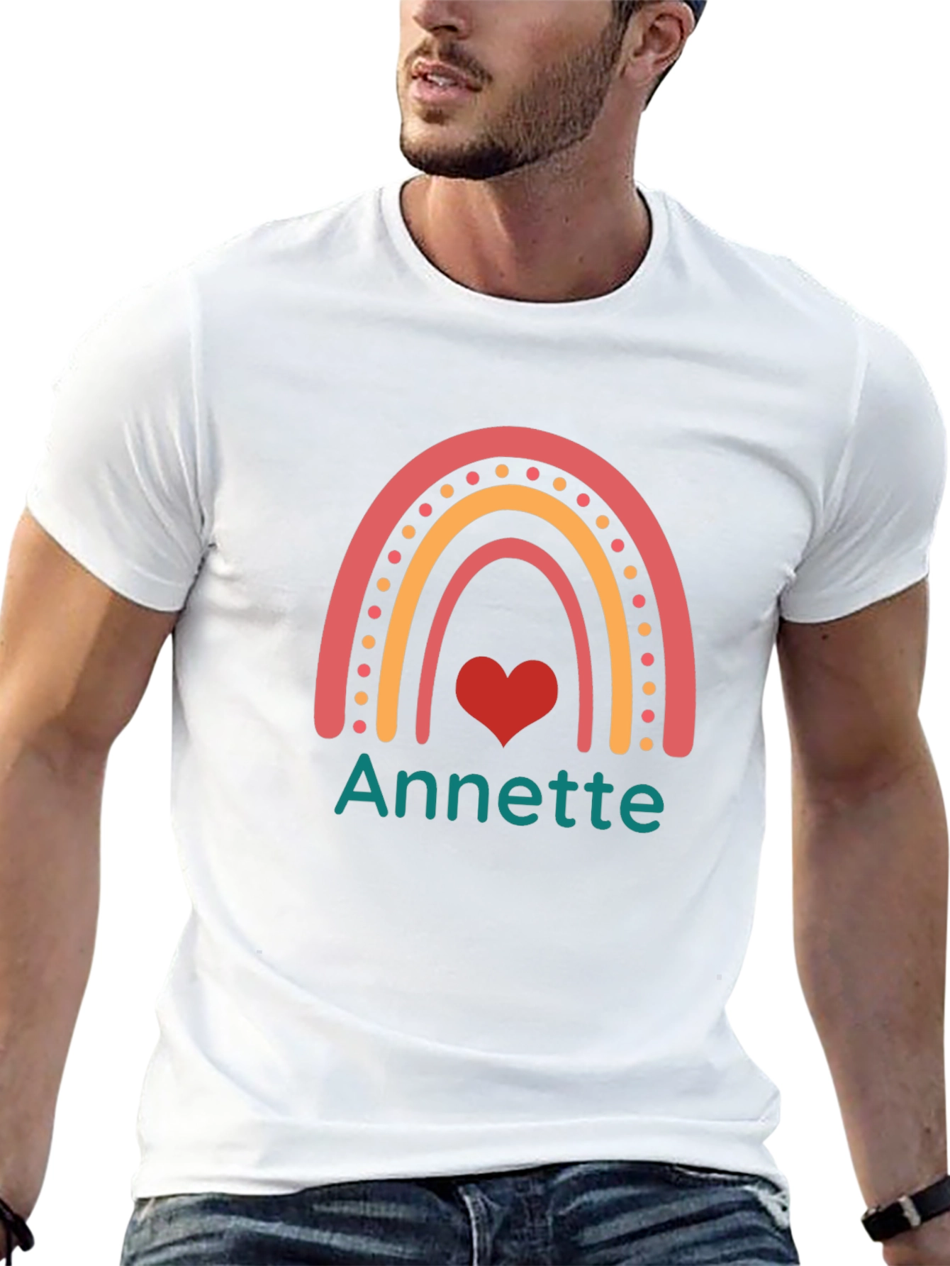 Annette Rainbow Heart Tee - Custom Name Shirt