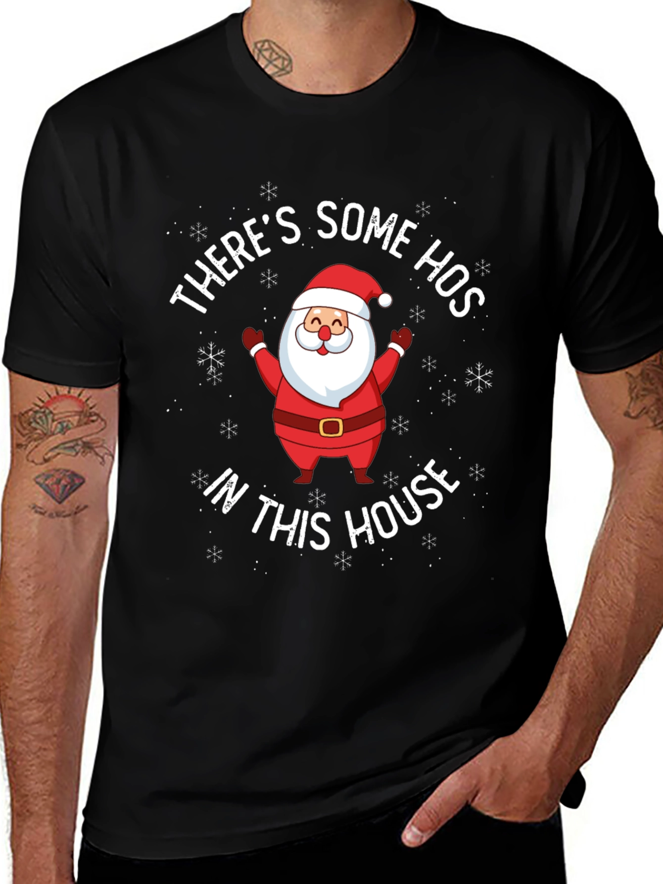 Funny Santa Theres Some Hos Christmas T-Shirt