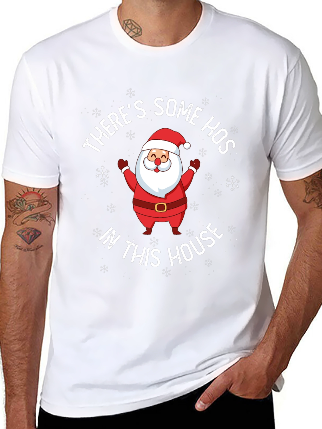 Funny Santa Theres Some Hos Christmas T-Shirt