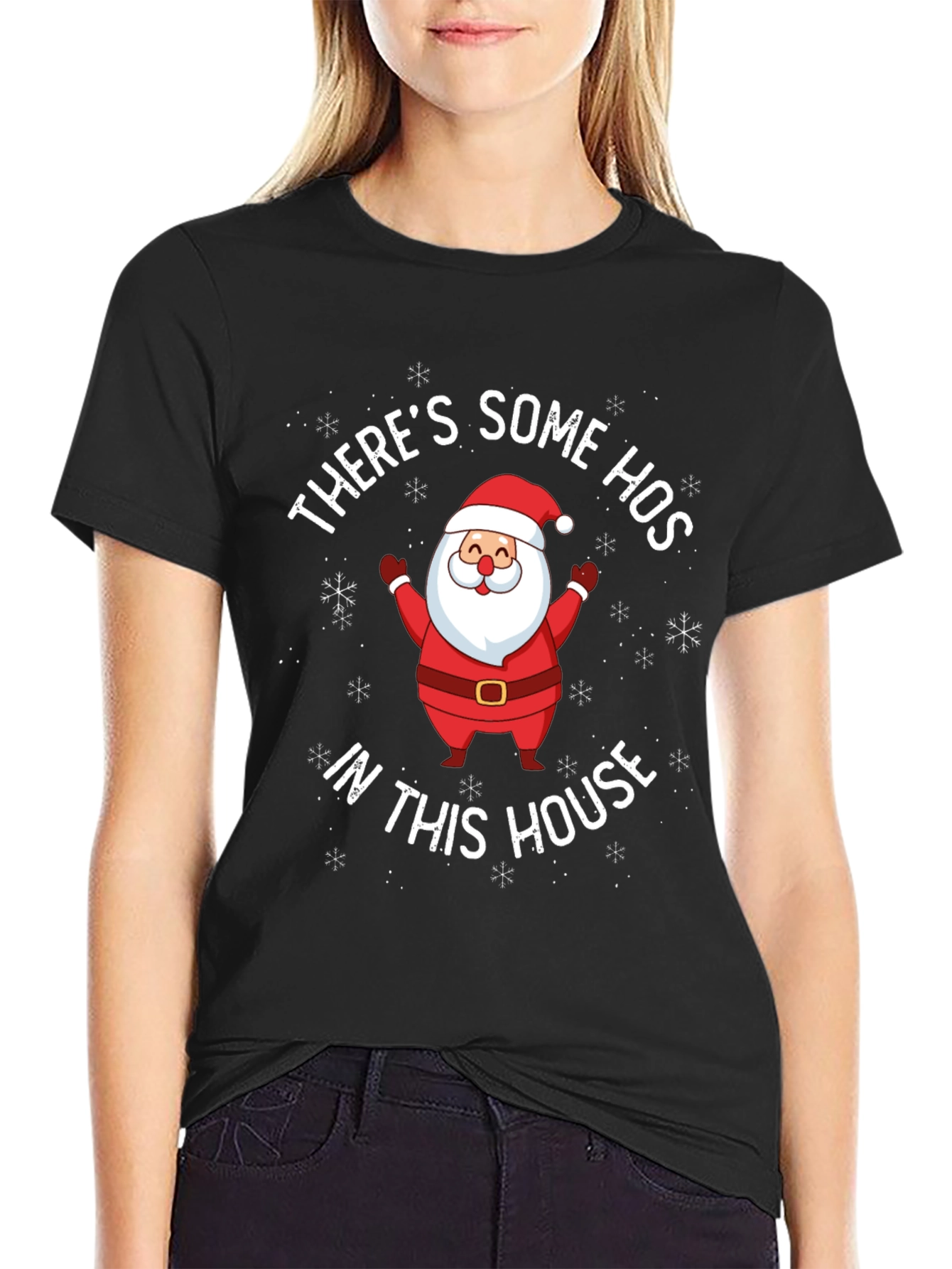 Funny Santa Theres Some Hos Christmas T-Shirt
