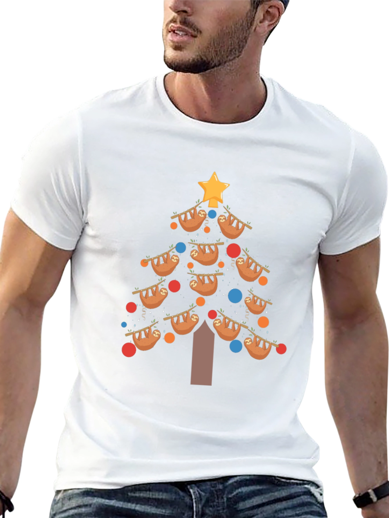 Festive Sloth Christmas Tree T-Shirt