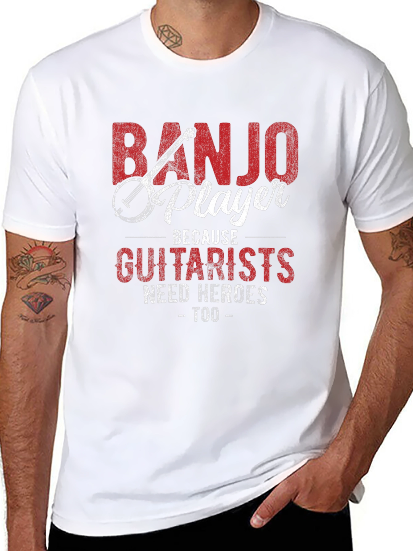 Banjo Player Guitarist Hero Novelty Graphic T-Shirt