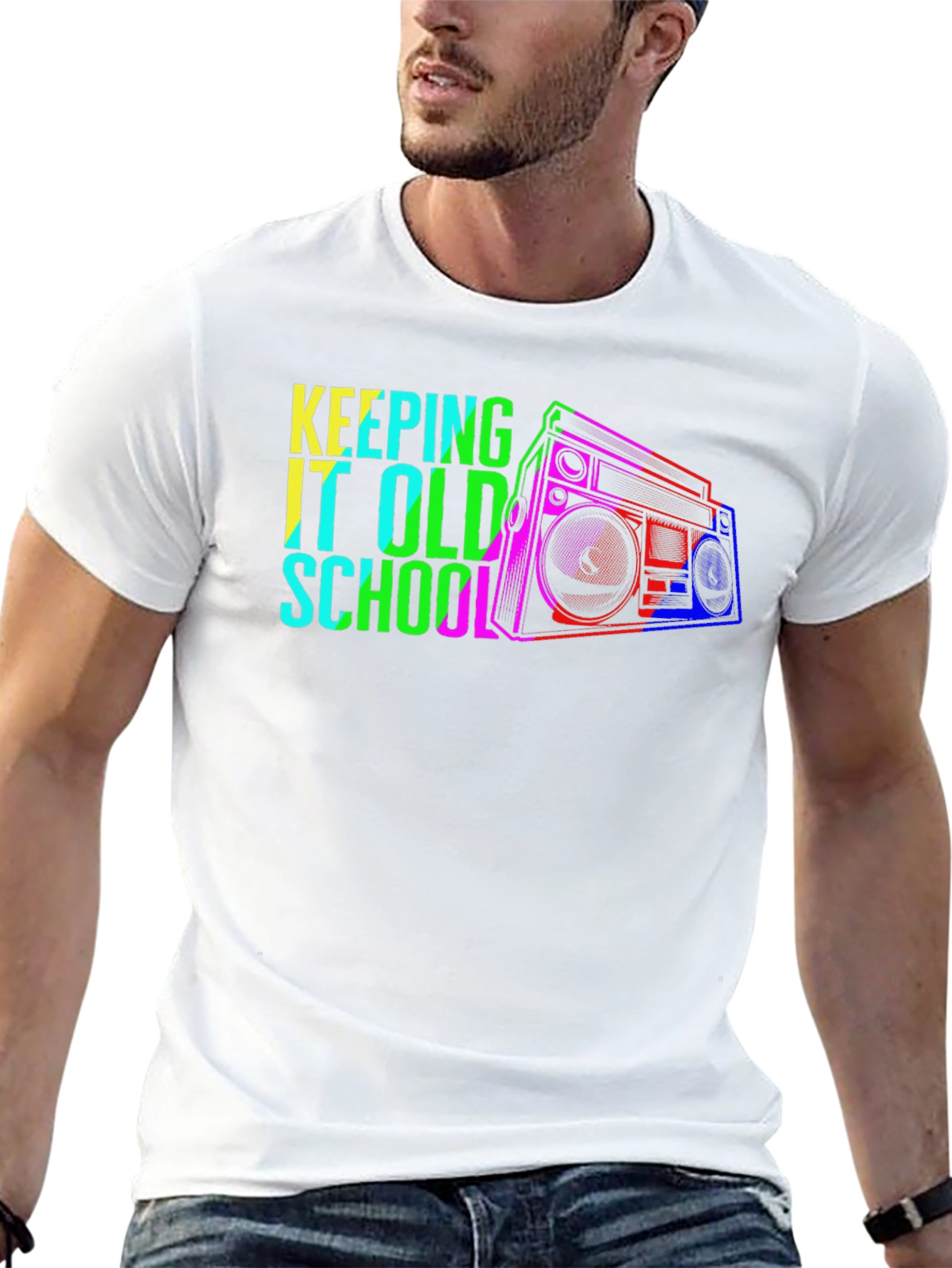 Retro Boombox Graphic T-Shirt - Old School Style