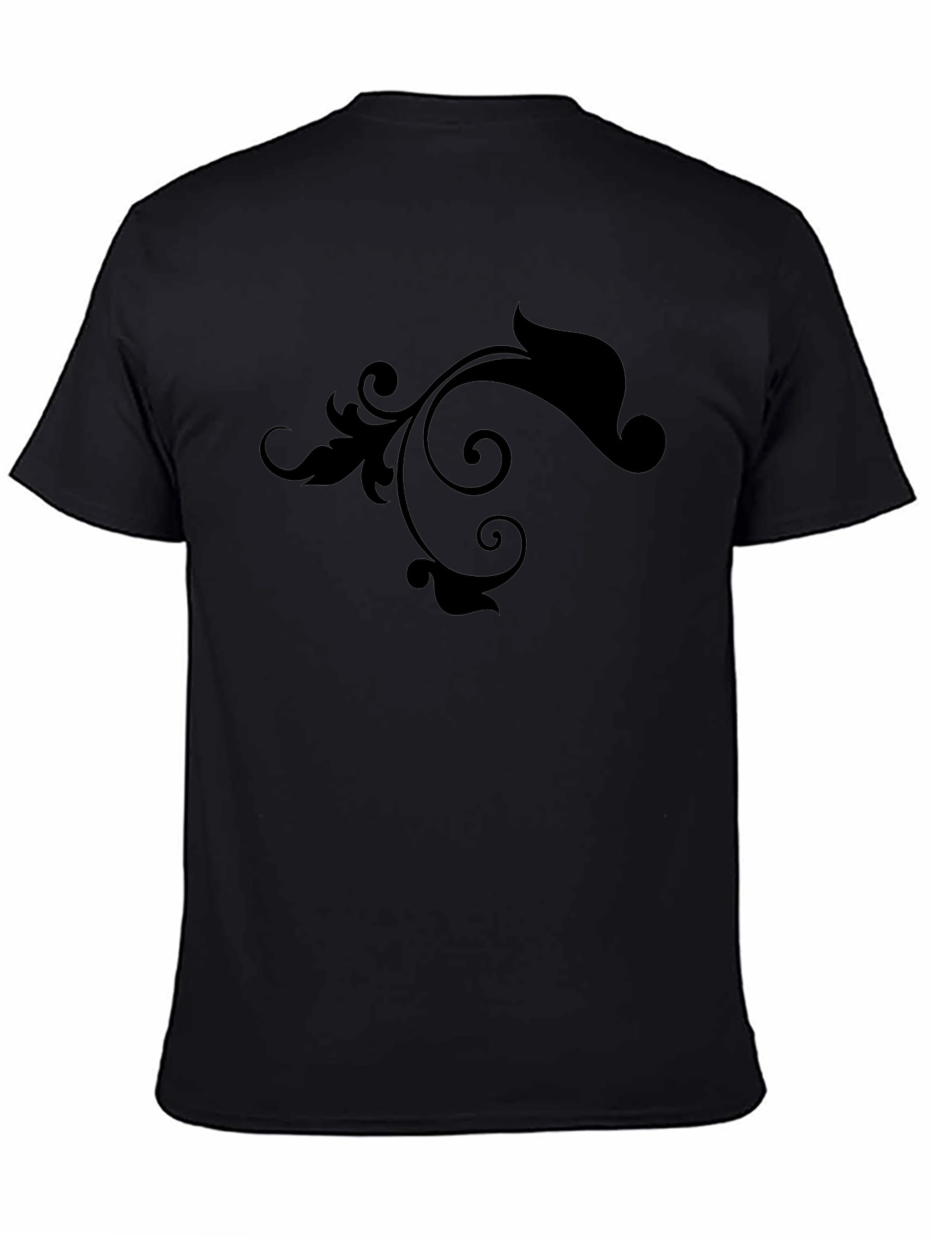 Elegant Black Floral Swirl T-Shirt