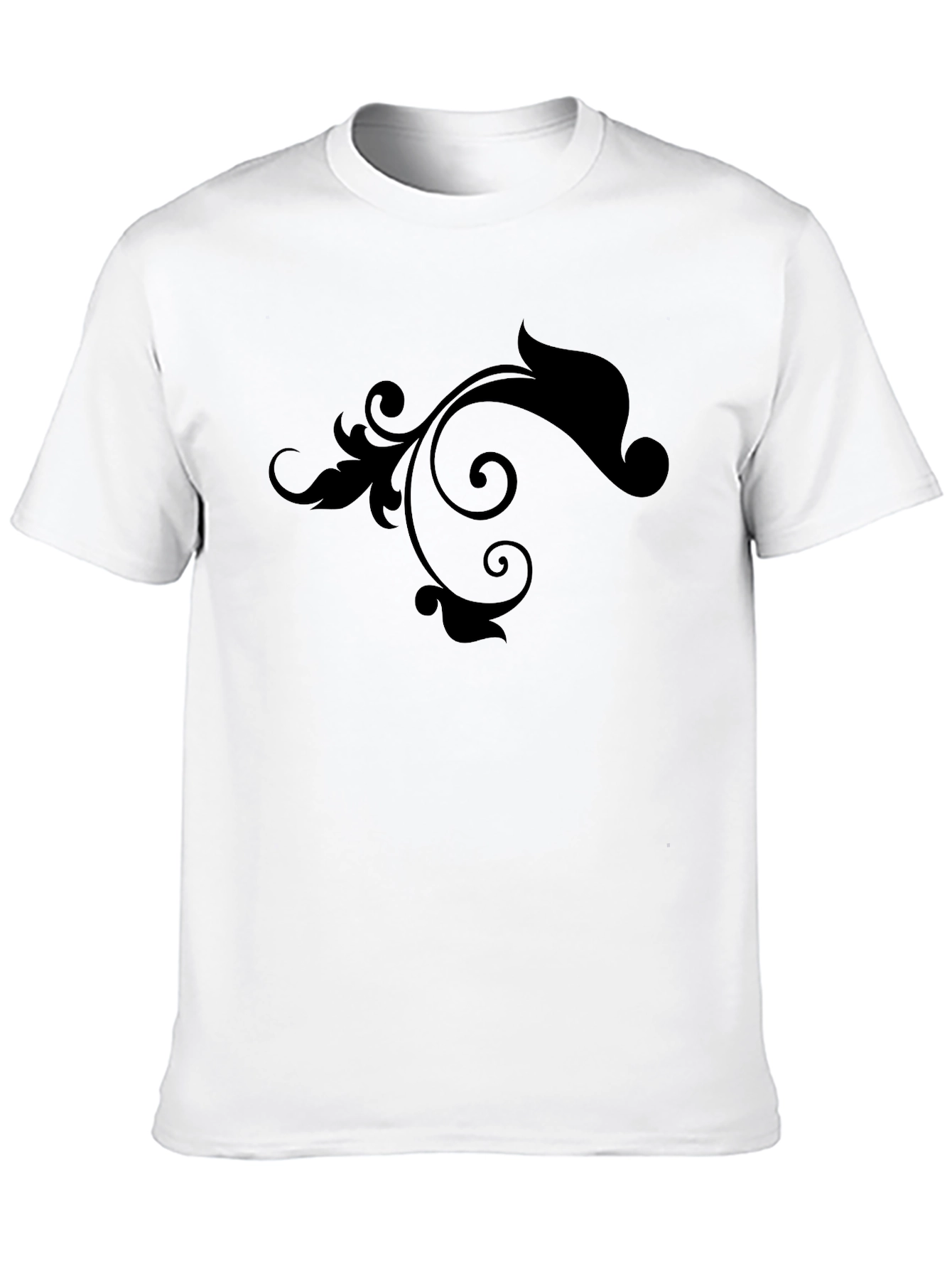 Elegant Black Floral Swirl T-Shirt