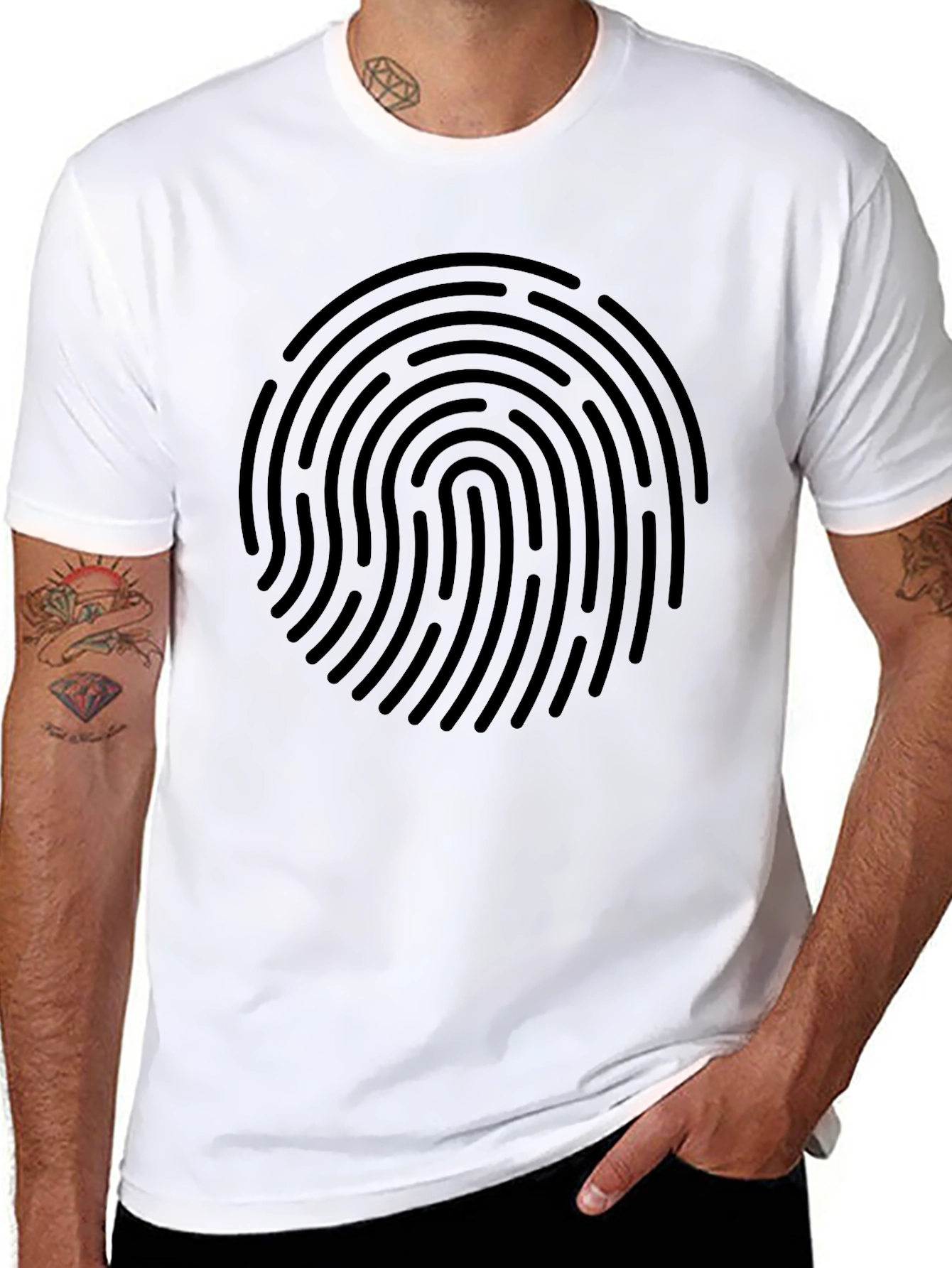 Fingerprint Graphic Black T-Shirt - Unique Design