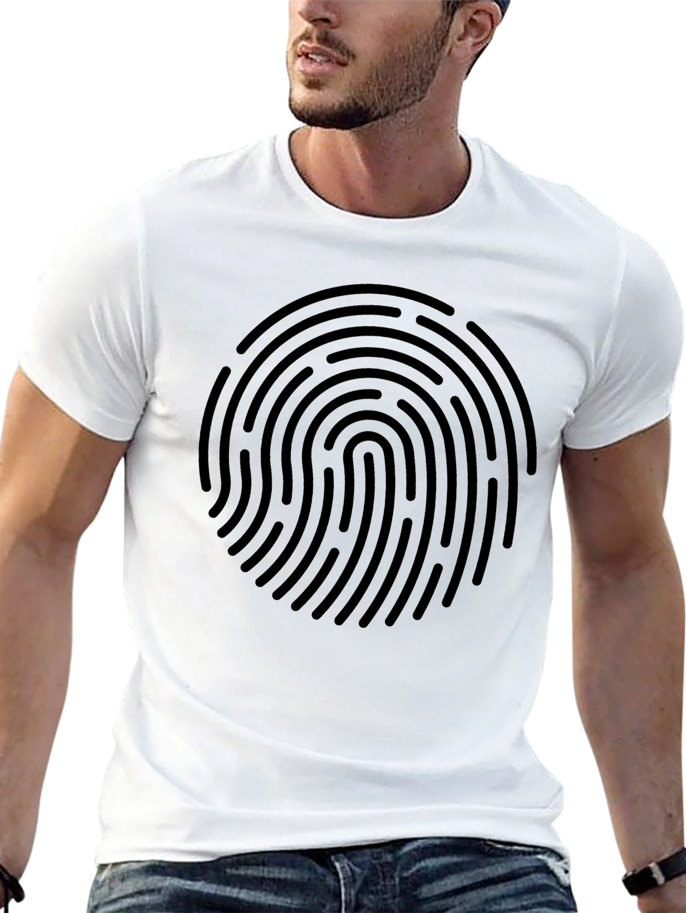 Fingerprint Graphic Black T-Shirt - Unique Design