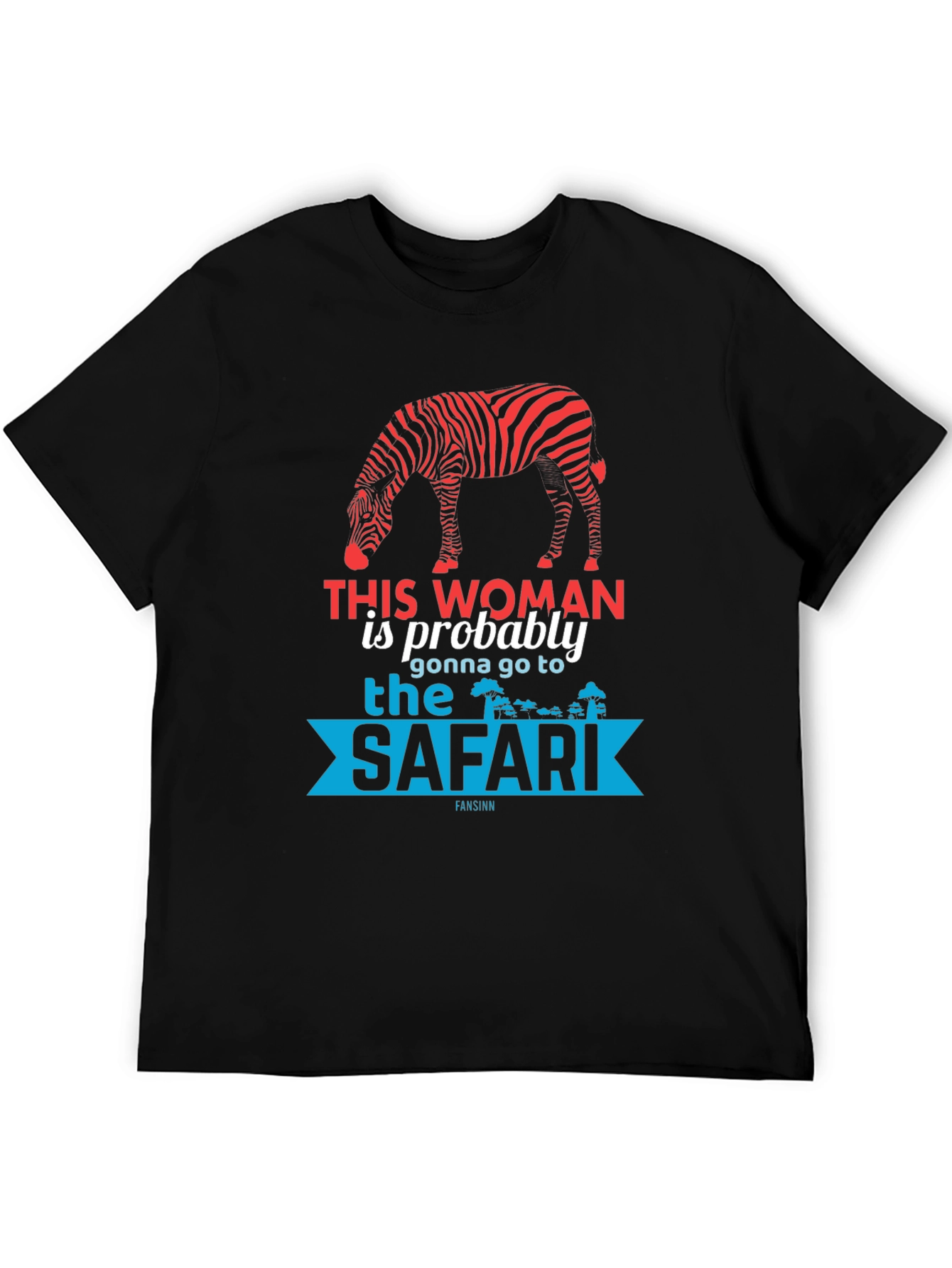Safari Zebra Graphic Tee - Black Cotton T-Shirt