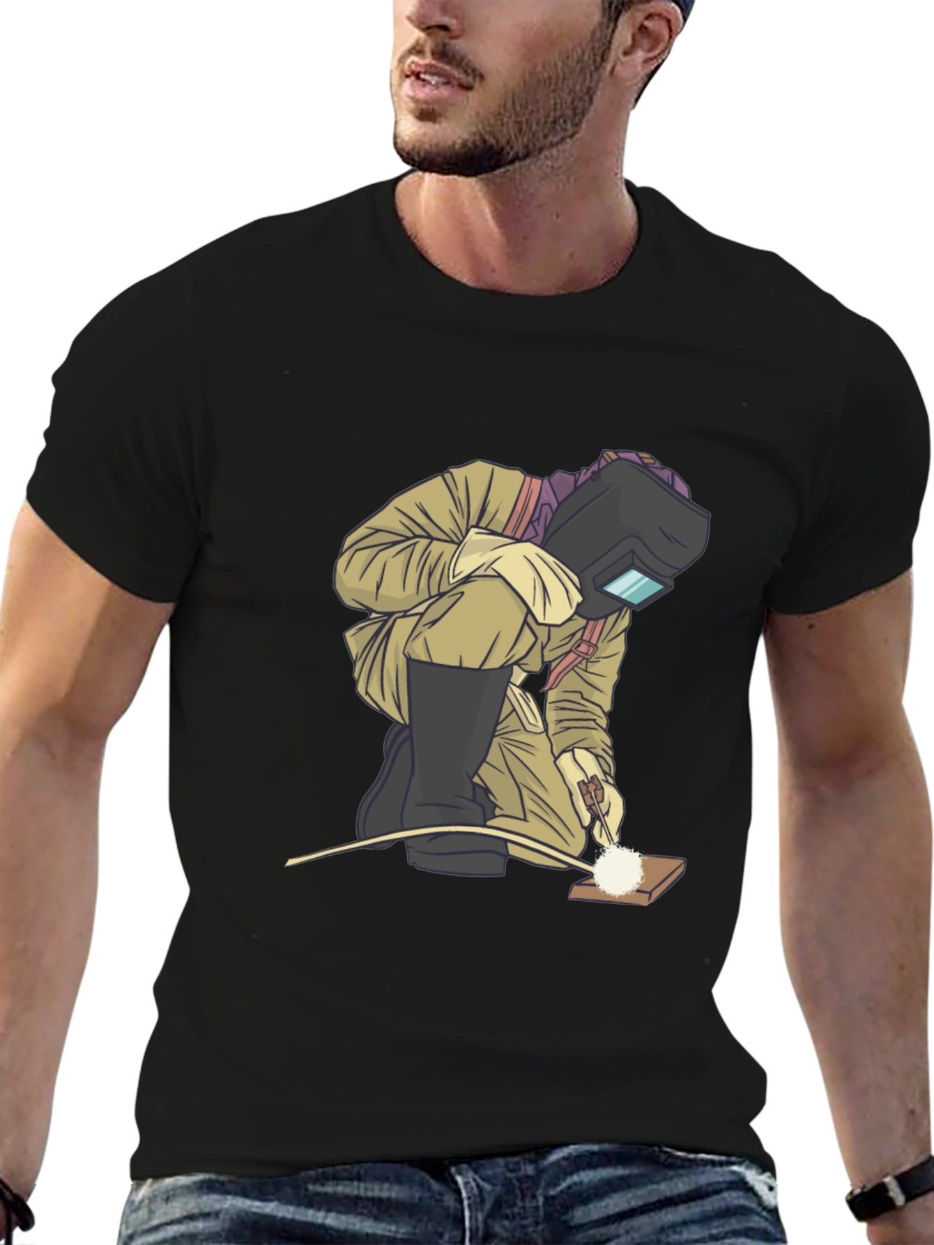 Welder Graphic T-Shirt - Black Cotton Tee