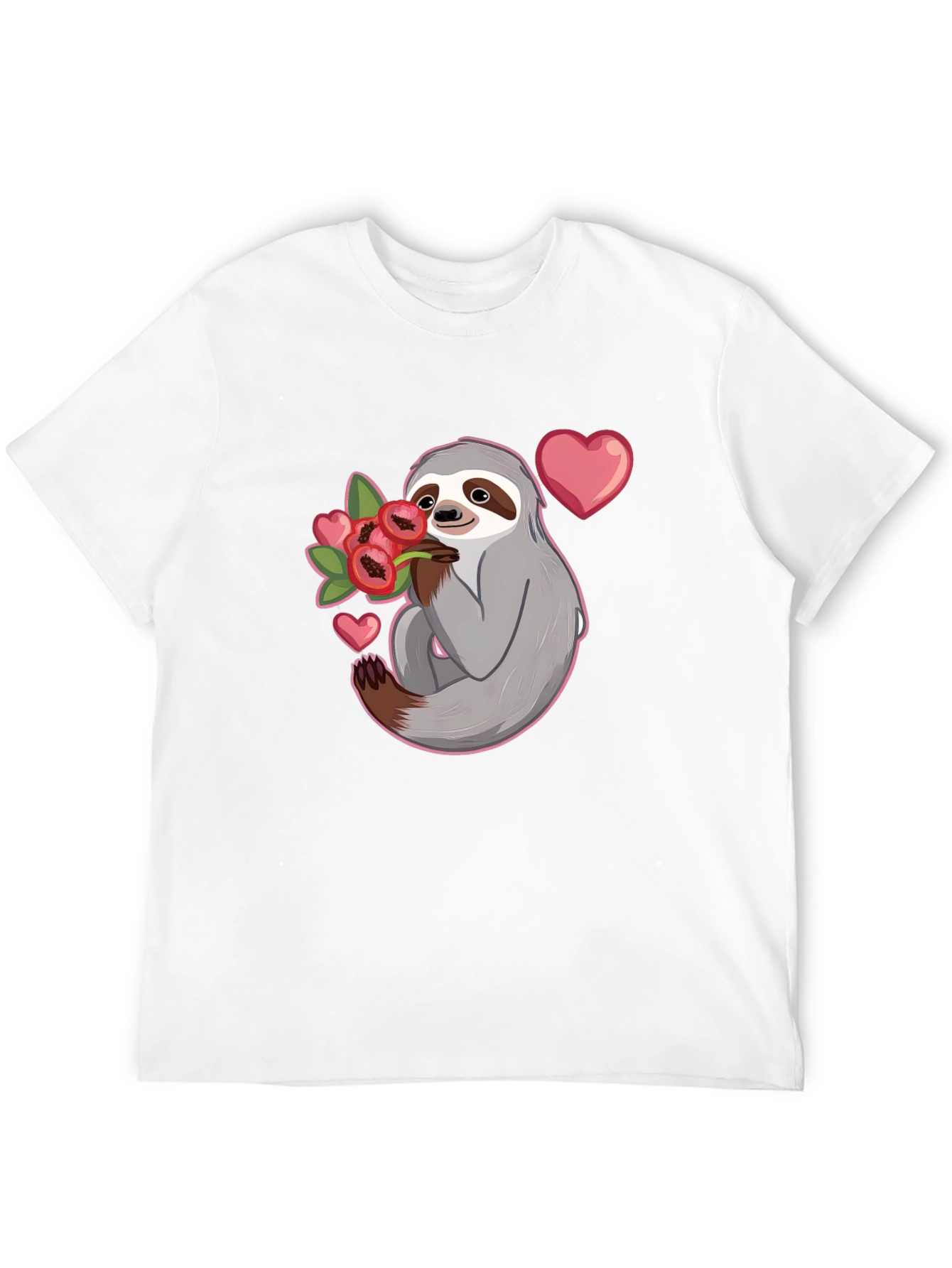 Sloth Holding Flowers T-Shirt - Cute Valentines Day Gift
