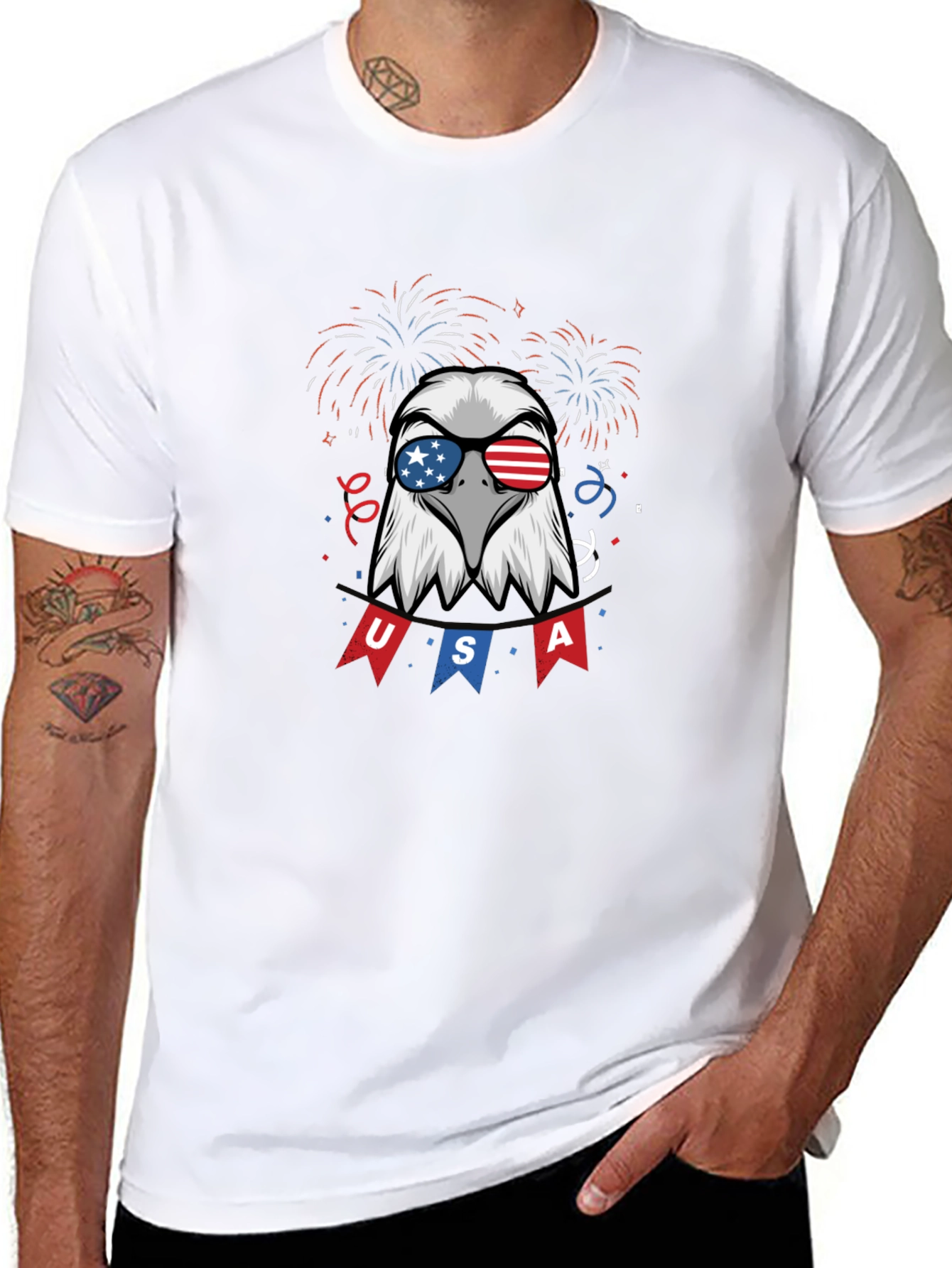 Patriotic Eagle USA Graphic Print Tee