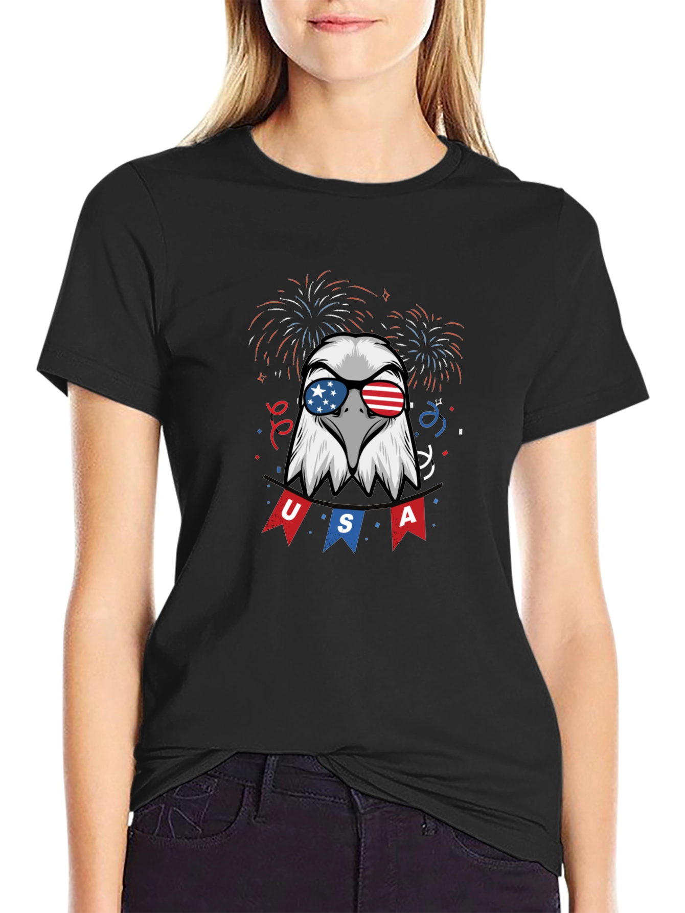 Patriotic Eagle USA Graphic Print Tee