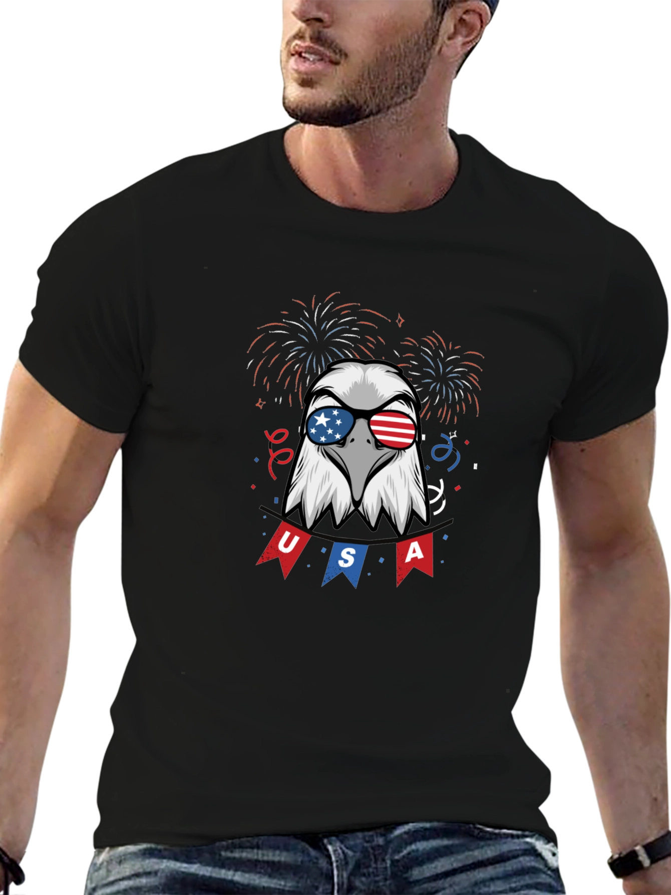 Patriotic Eagle USA Graphic Print Tee