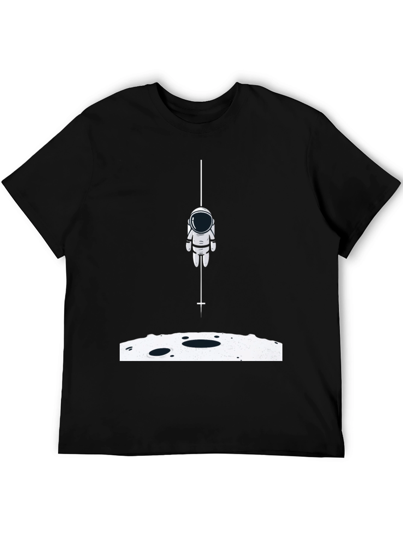 Astronaut Landing Graphic Tee - Black Cotton Blend
