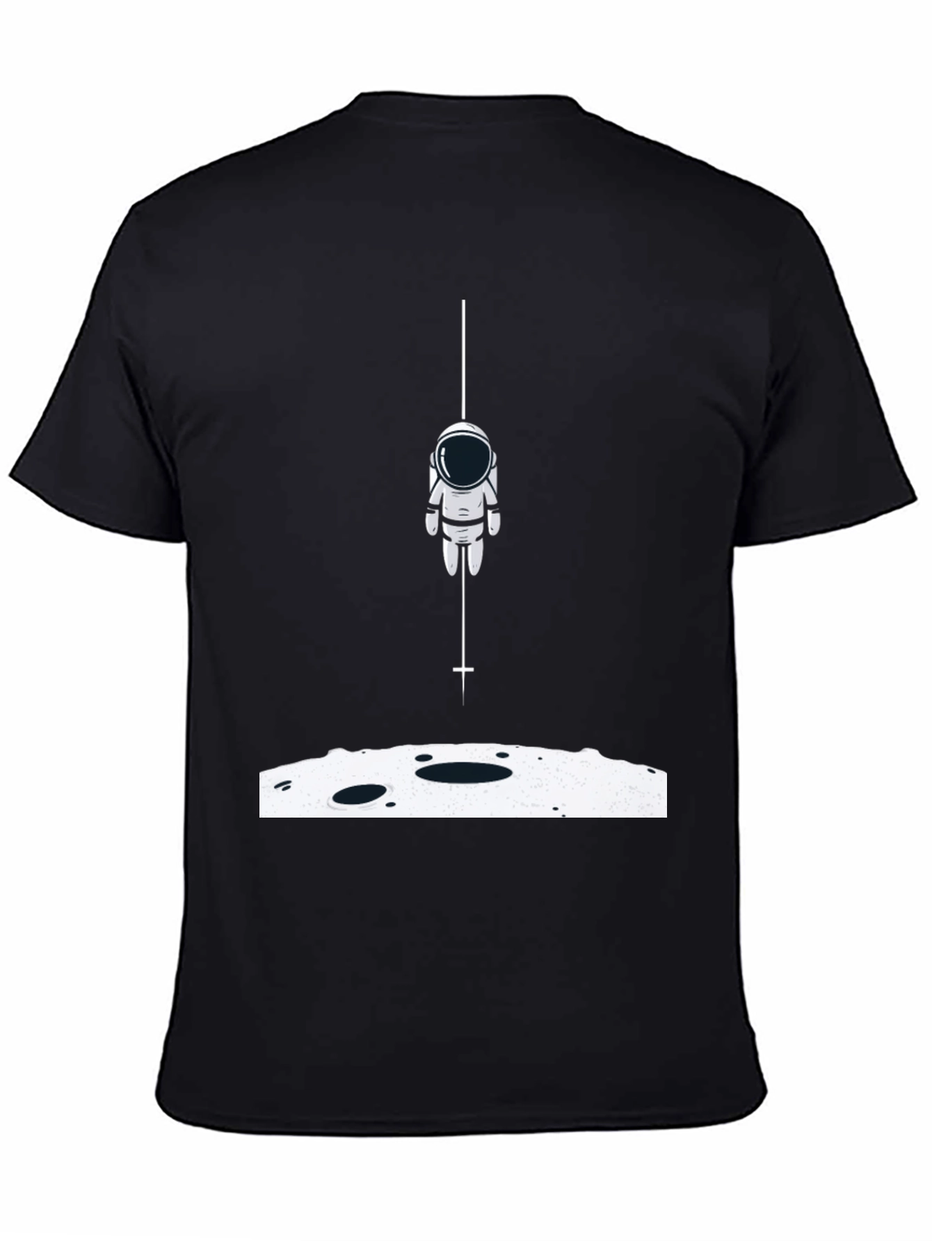Astronaut Landing Graphic Tee - Black Cotton Blend