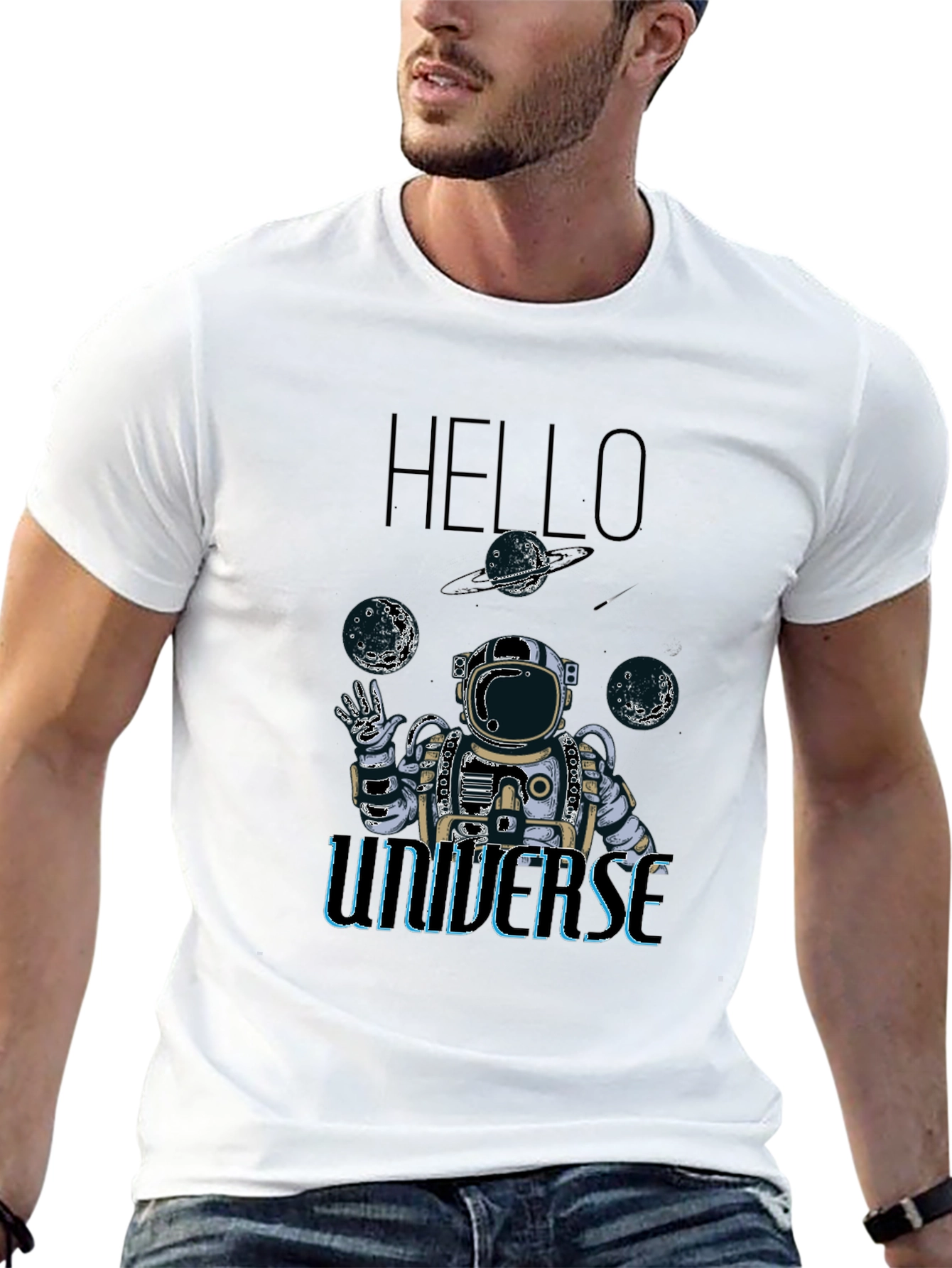 Astronaut Graphic Print Crew Neck T-Shirt