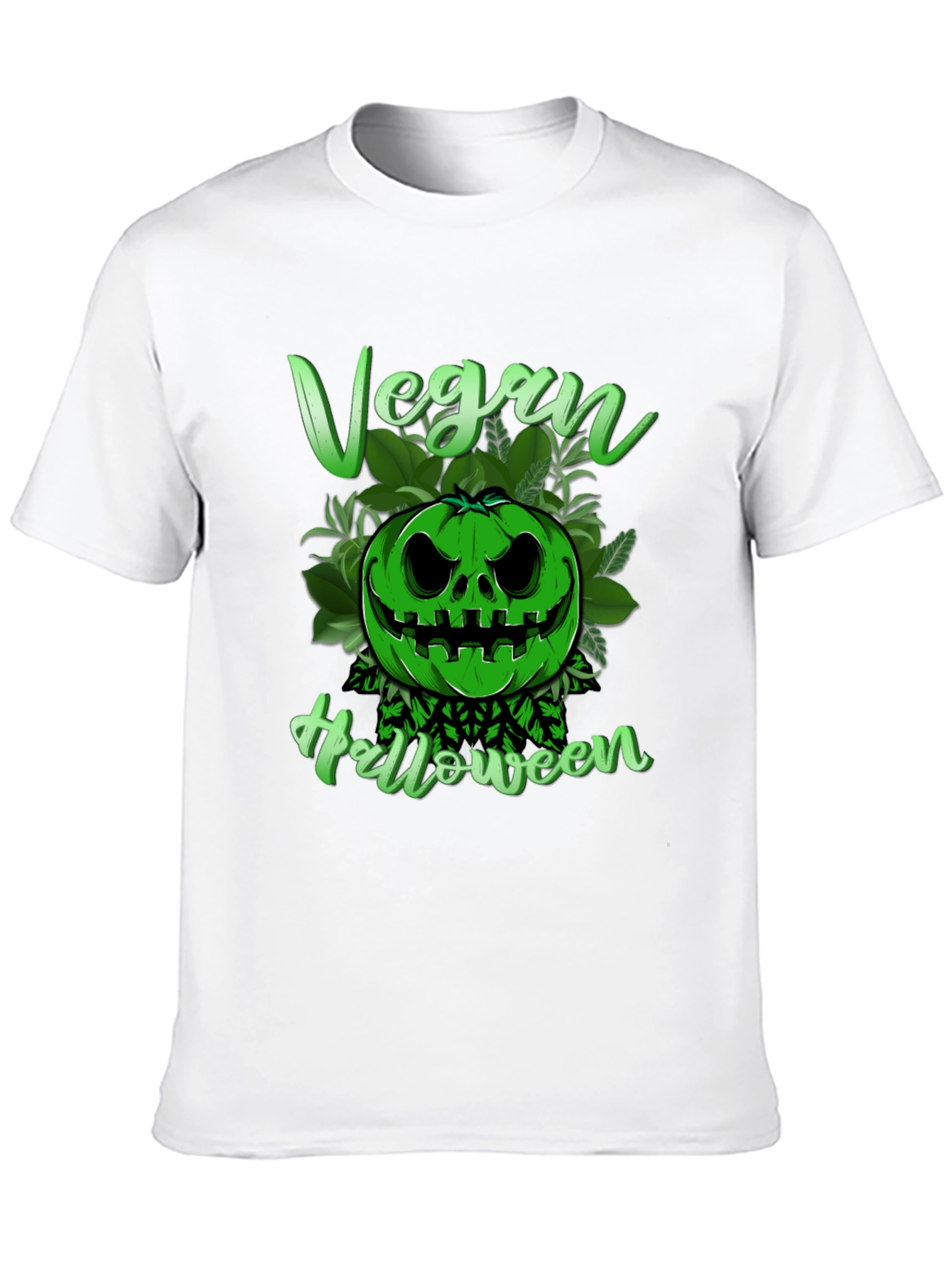 Vegan Halloween T-Shirt - Green Pumpkin Graphic Tee