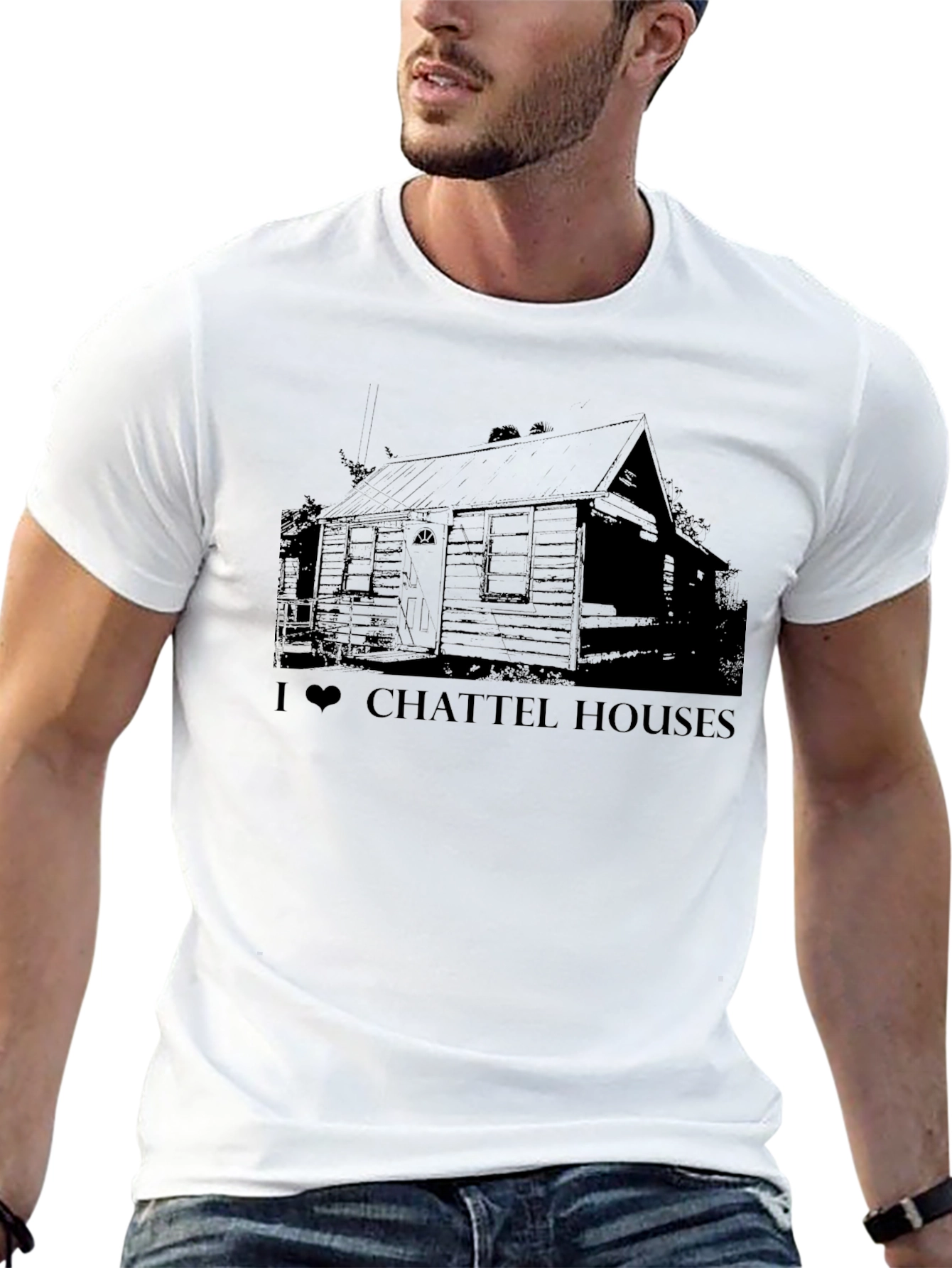 I Love Chattel Houses Black T-Shirt