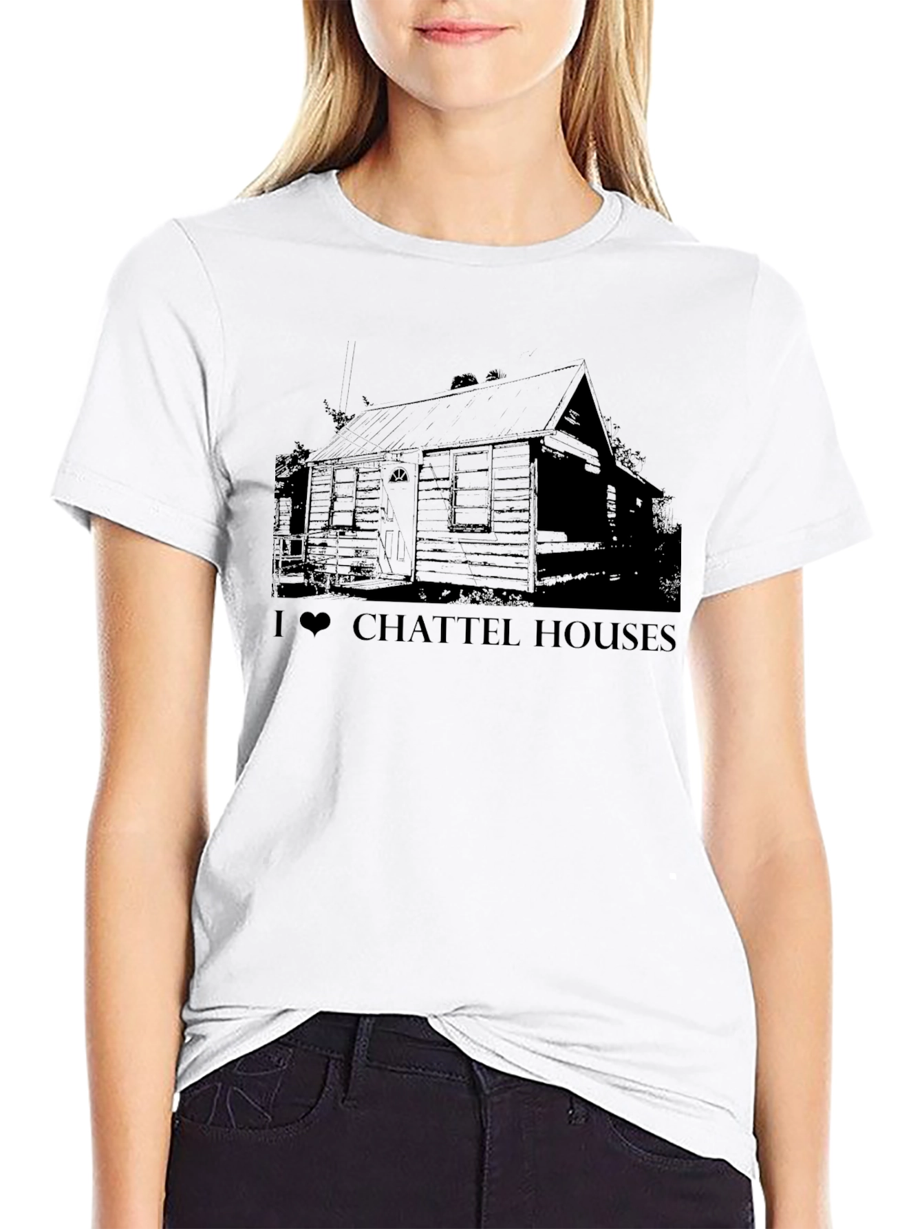 I Love Chattel Houses Black T-Shirt