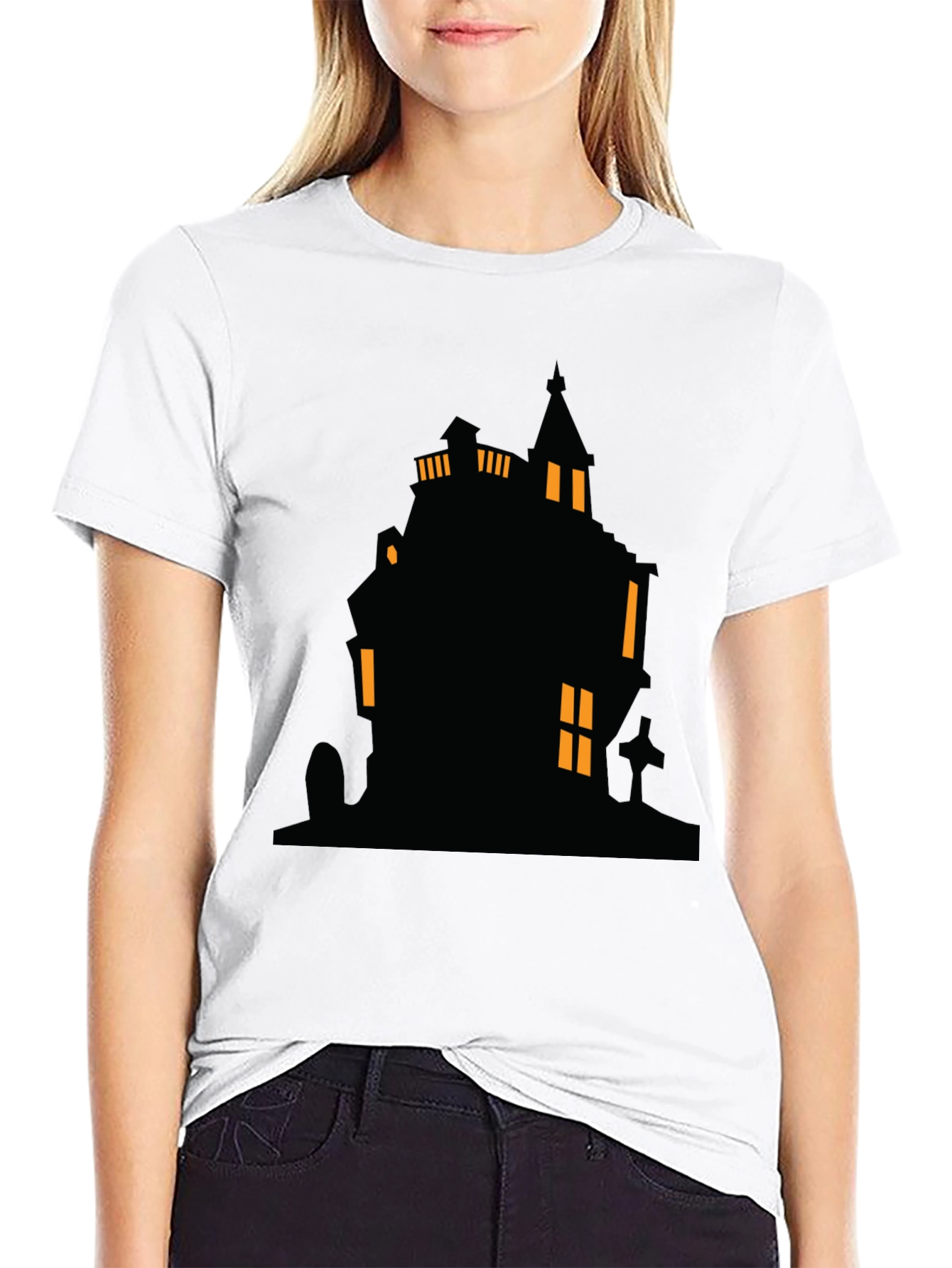 Spooky Haunted House Graphic Tee - Halloween Shirt