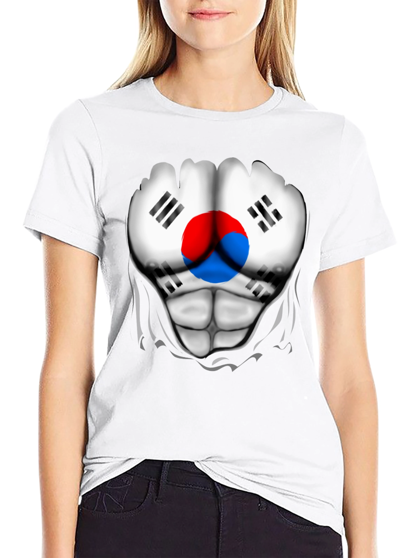 South Korea Flag Ripped Muscle T-Shirt