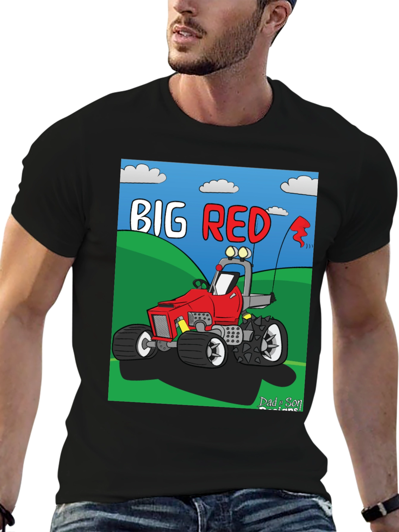 Big Red Cartoon Tractor Graphic Tee