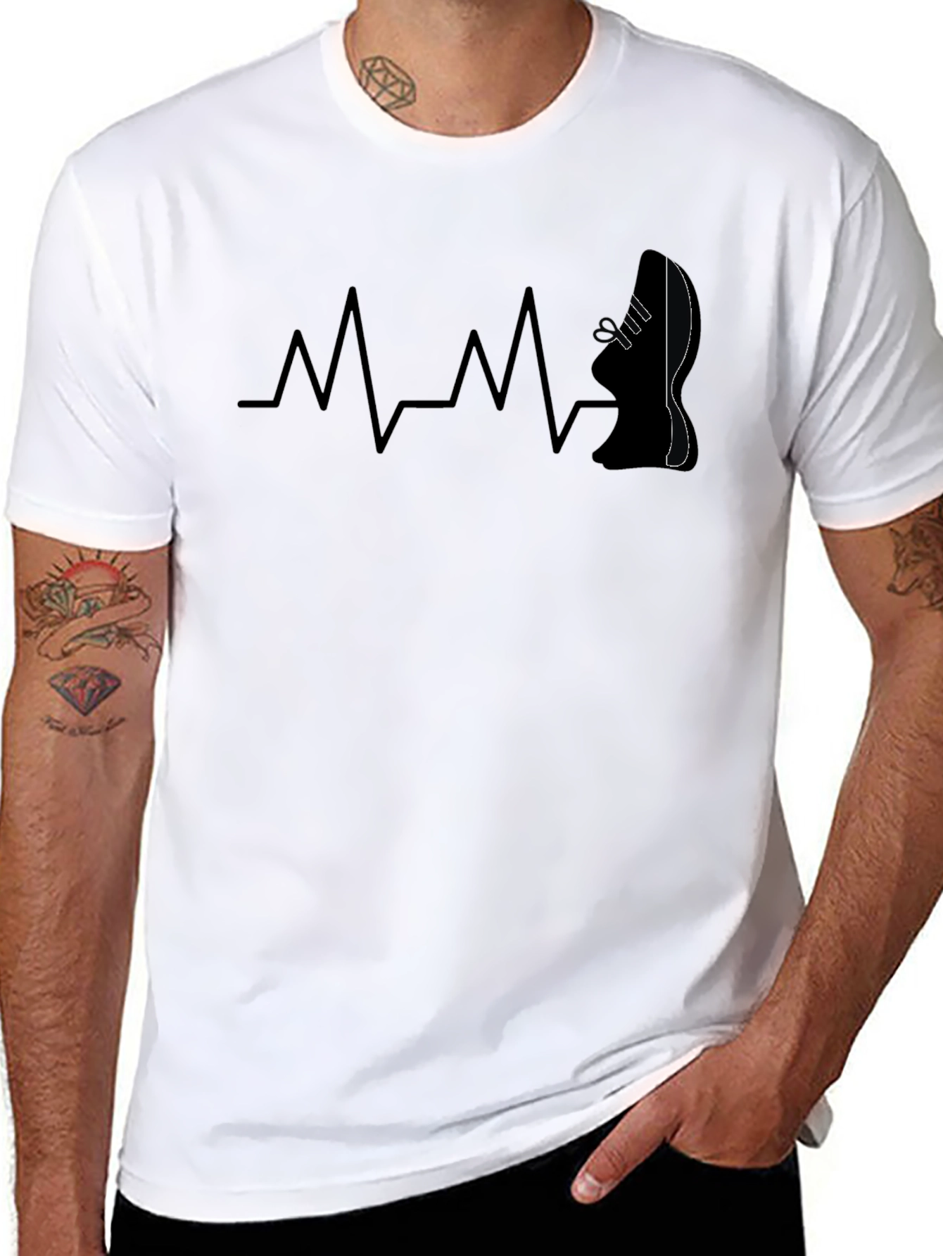Runners Heartbeat T-Shirt - Black Graphic Tee