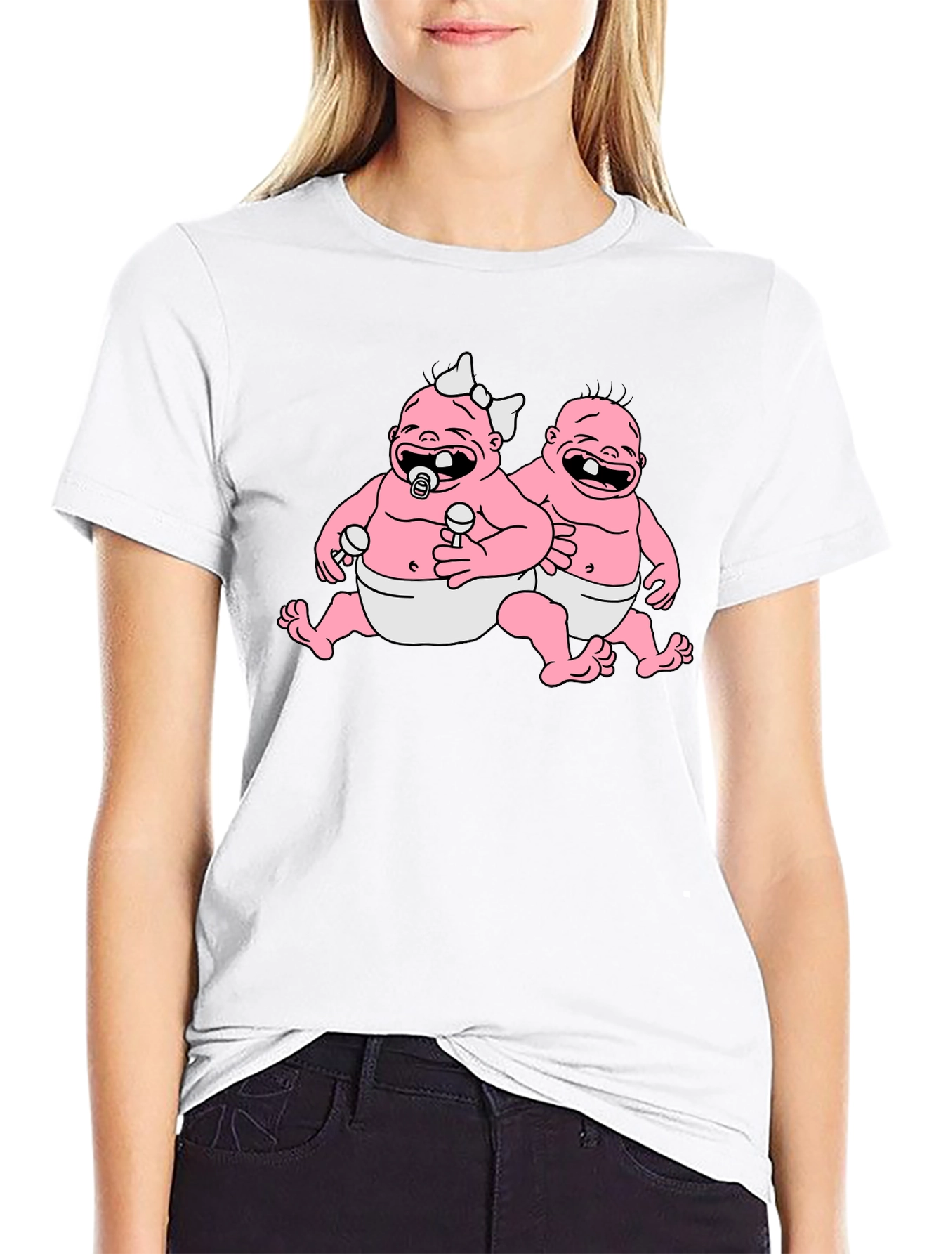 Cartoon Babies Black T-Shirt
