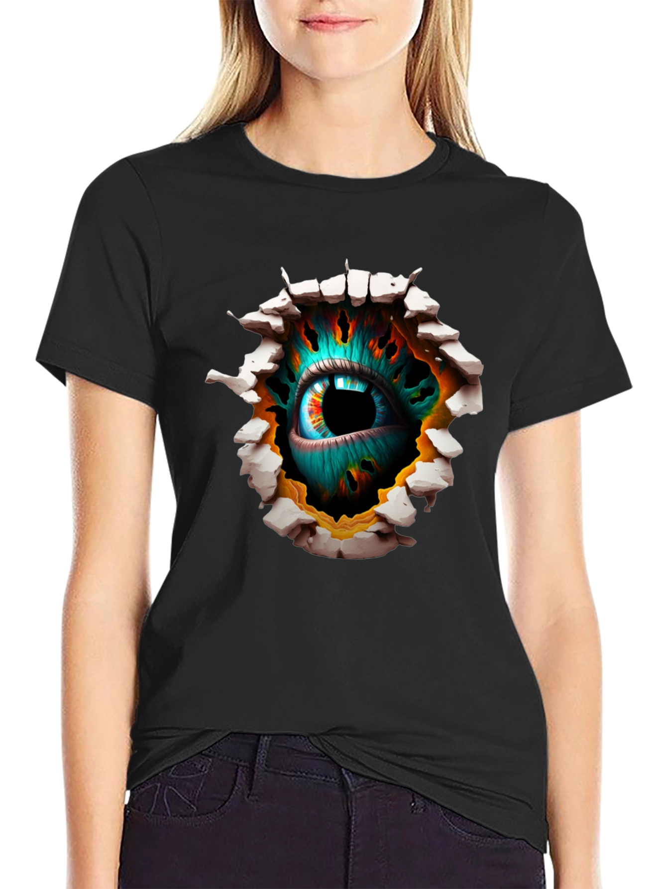 Surreal Eye Graphic Black T-Shirt