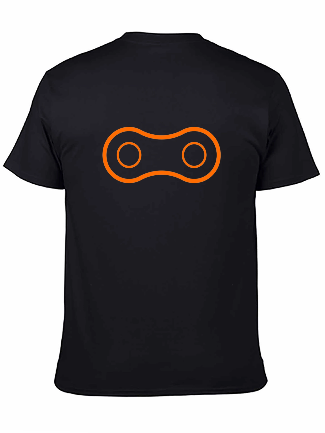 Black T-Shirt with Orange Chain Link Design