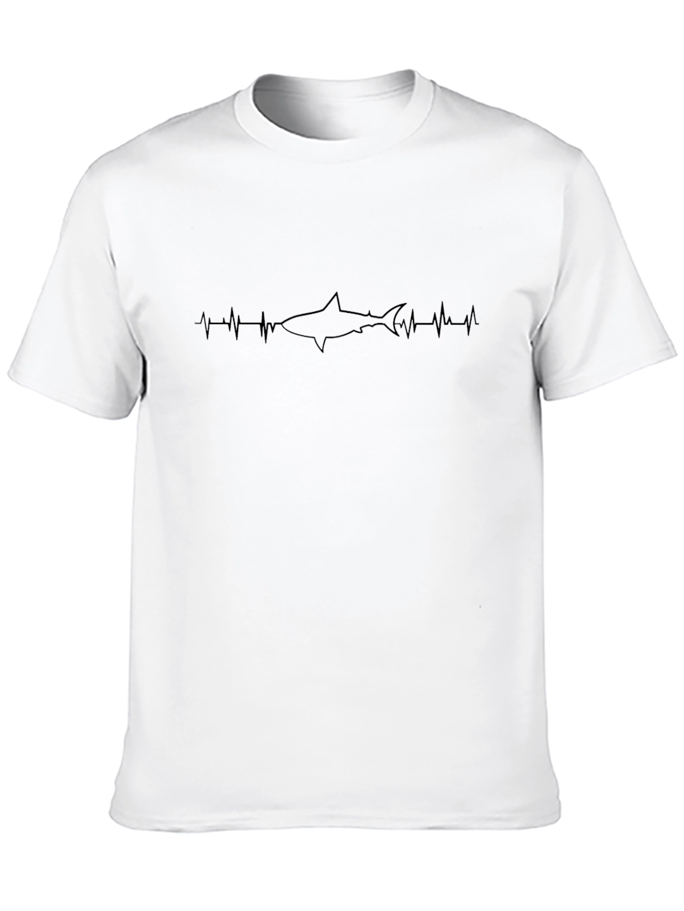Shark Heartbeat Graphic Tee - Black Cotton T-Shirt