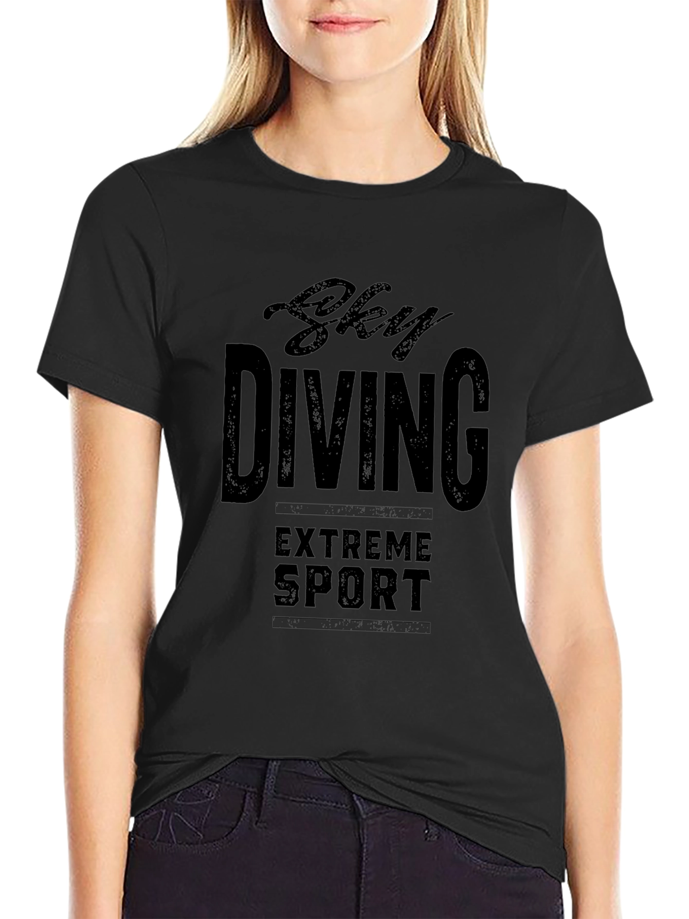 Sky Diving Extreme Sport Black T-Shirt