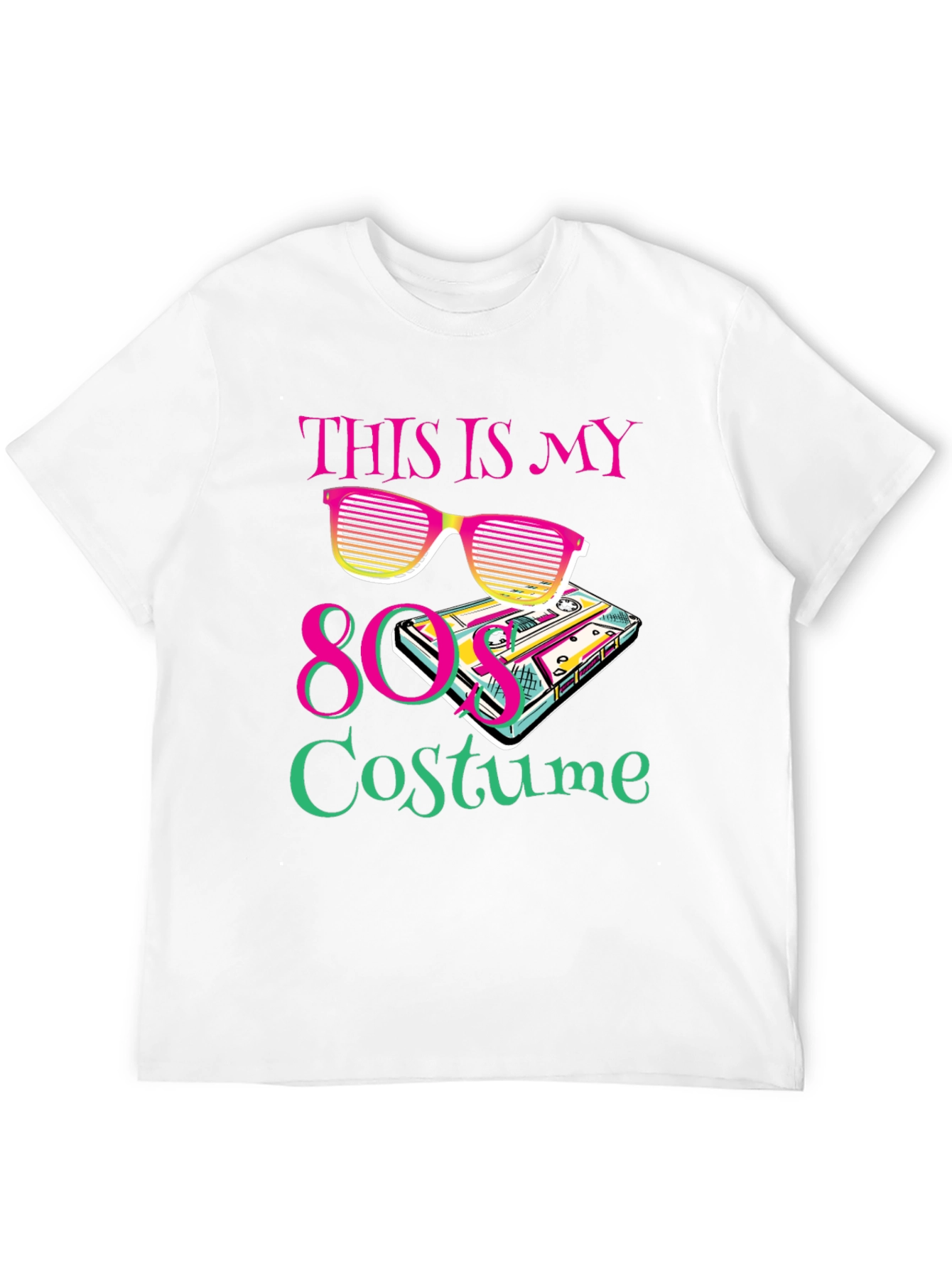 80s Costume Party T-Shirt Retro Cassette Tape Sunglasses
