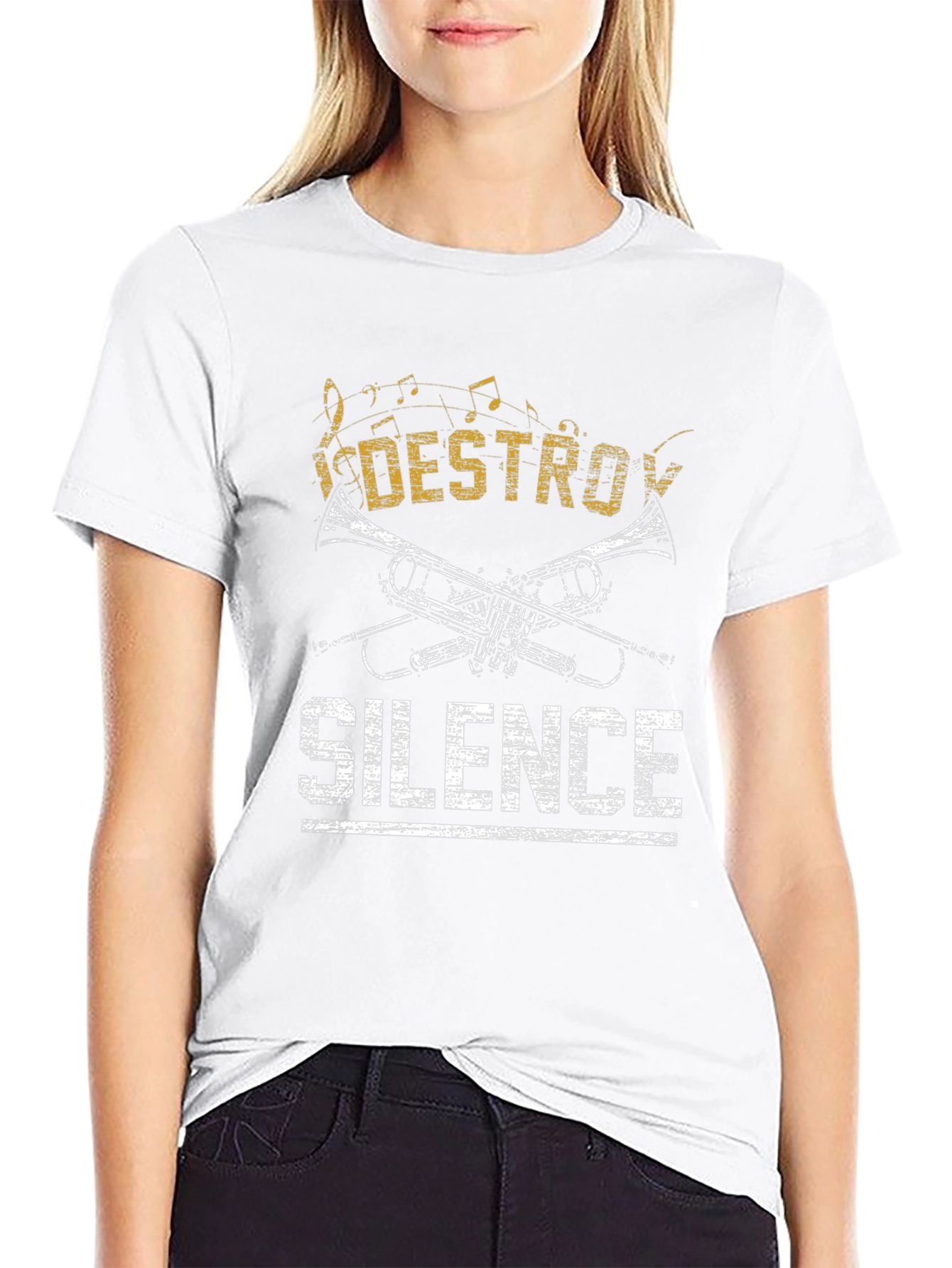 Destroy Silence Trumpet Graphic T-Shirt