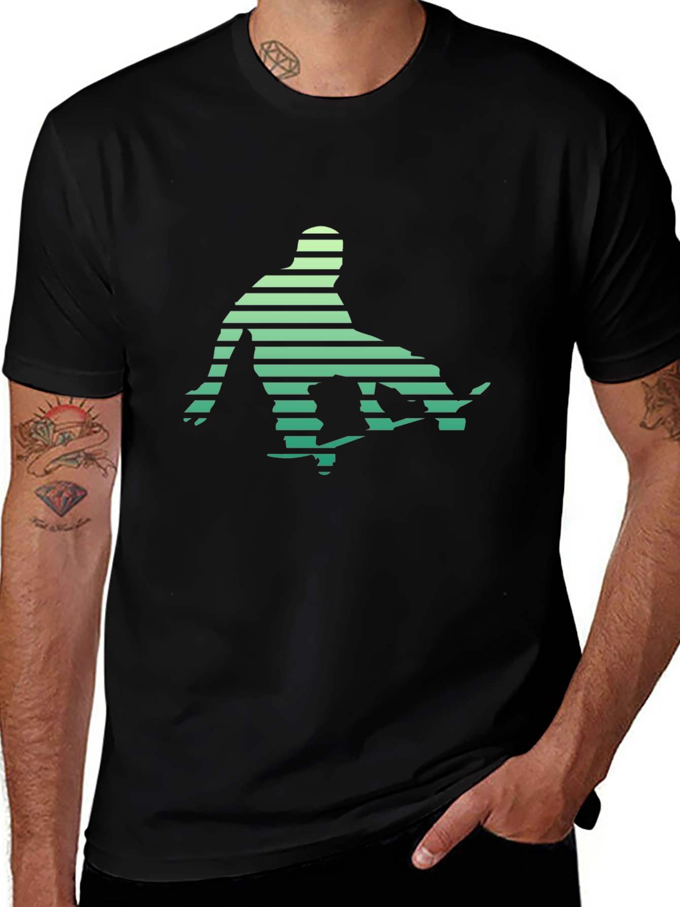 Retro Skateboarder Graphic Tee - Black