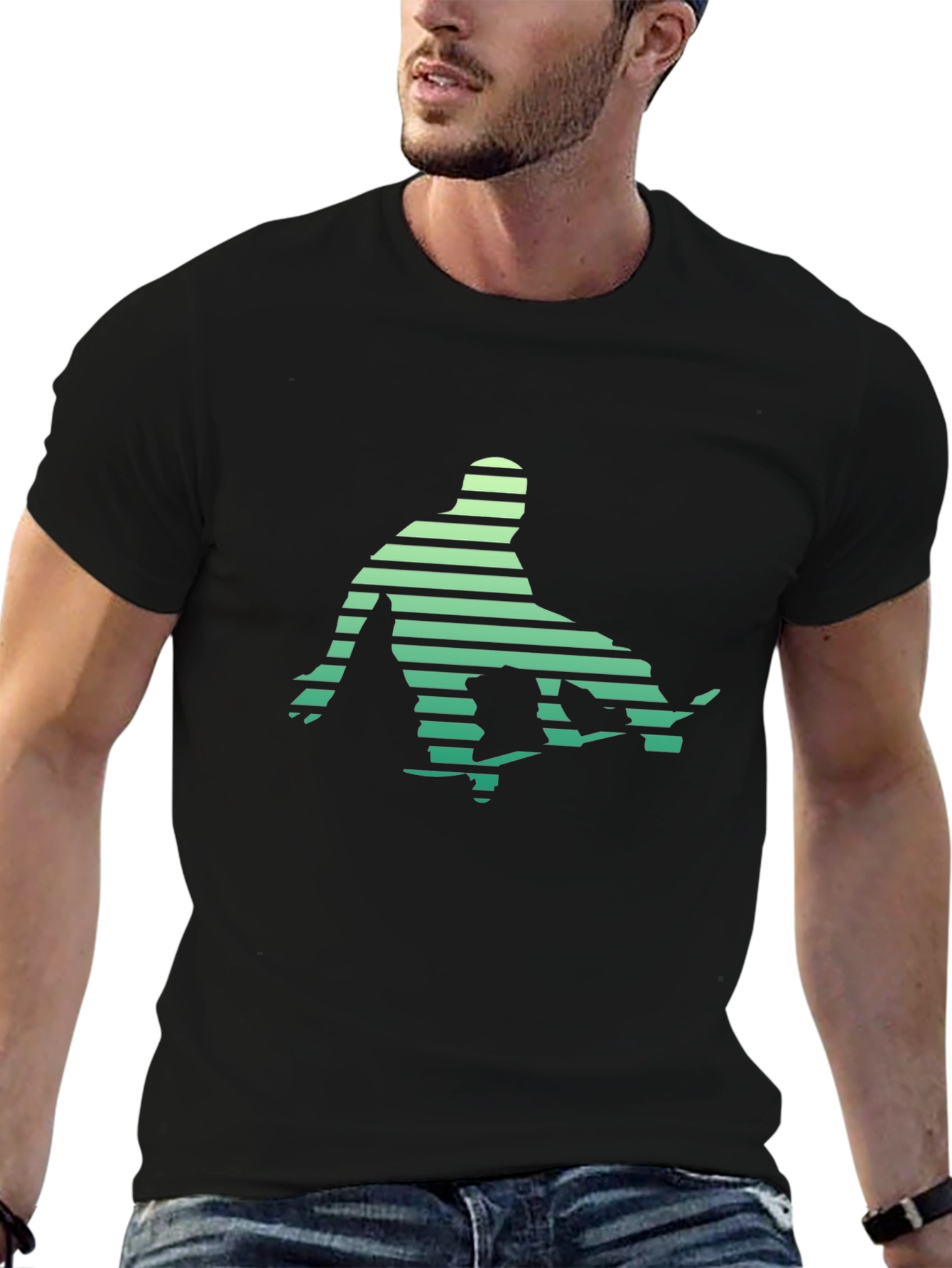 Retro Skateboarder Graphic Tee - Black