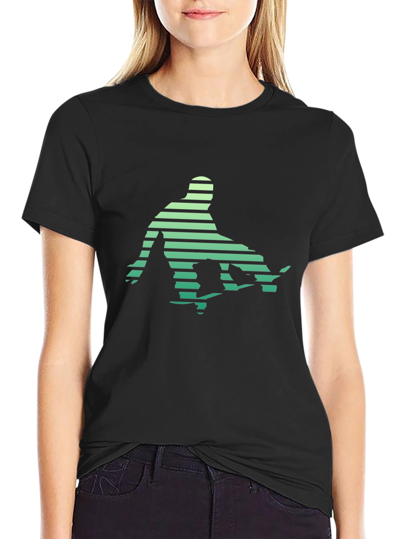 Retro Skateboarder Graphic Tee - Black