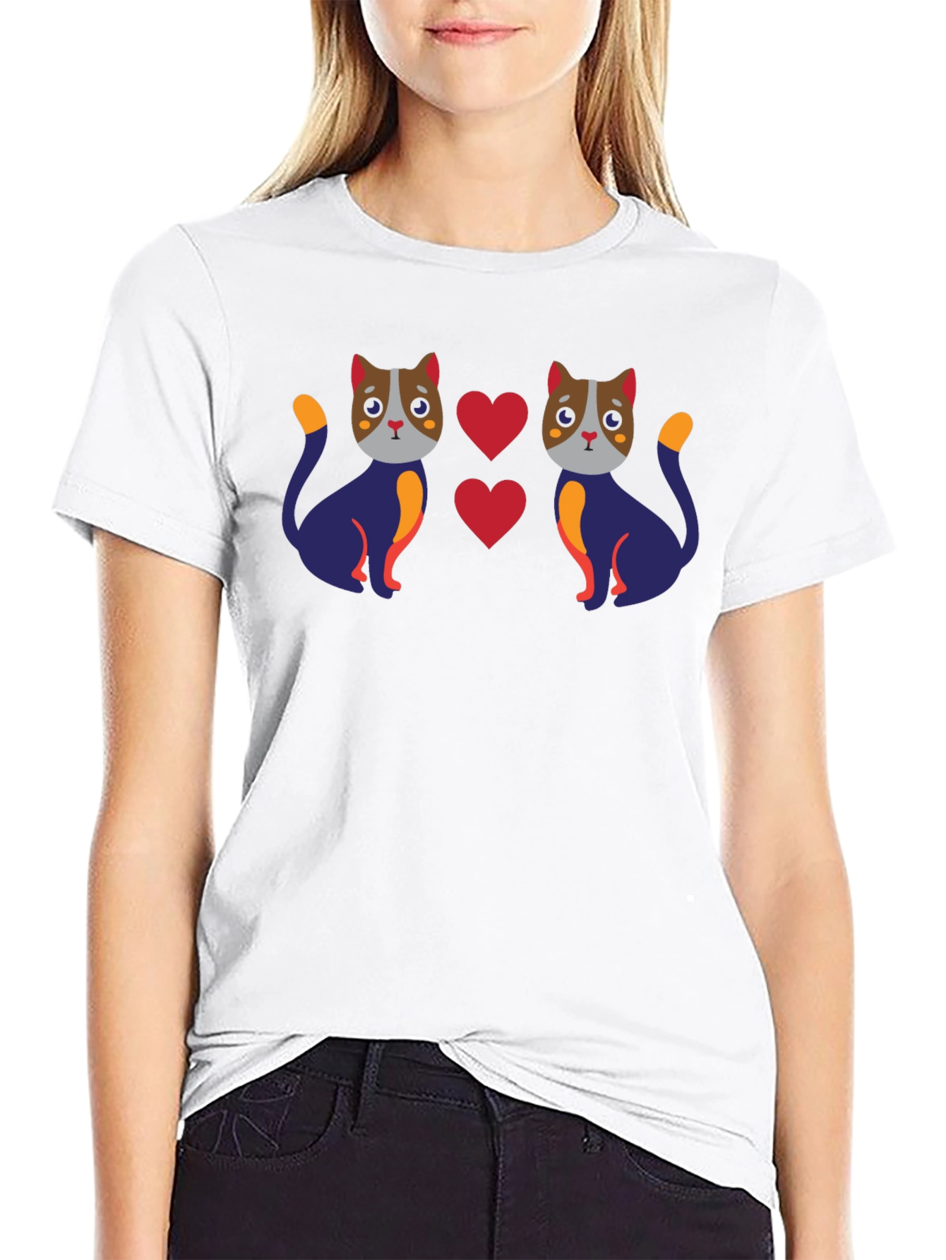 Cute Cat Lover Graphic Tee - Black