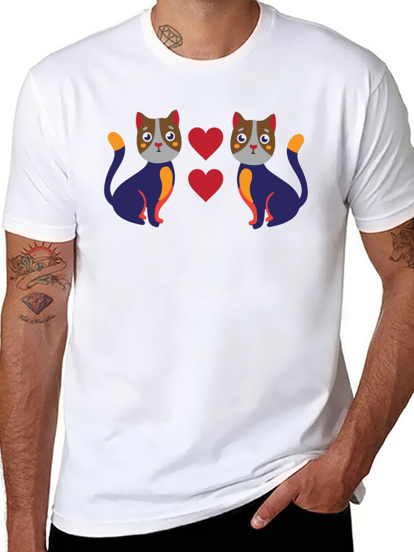 Cute Cat Lover Graphic Tee - Black