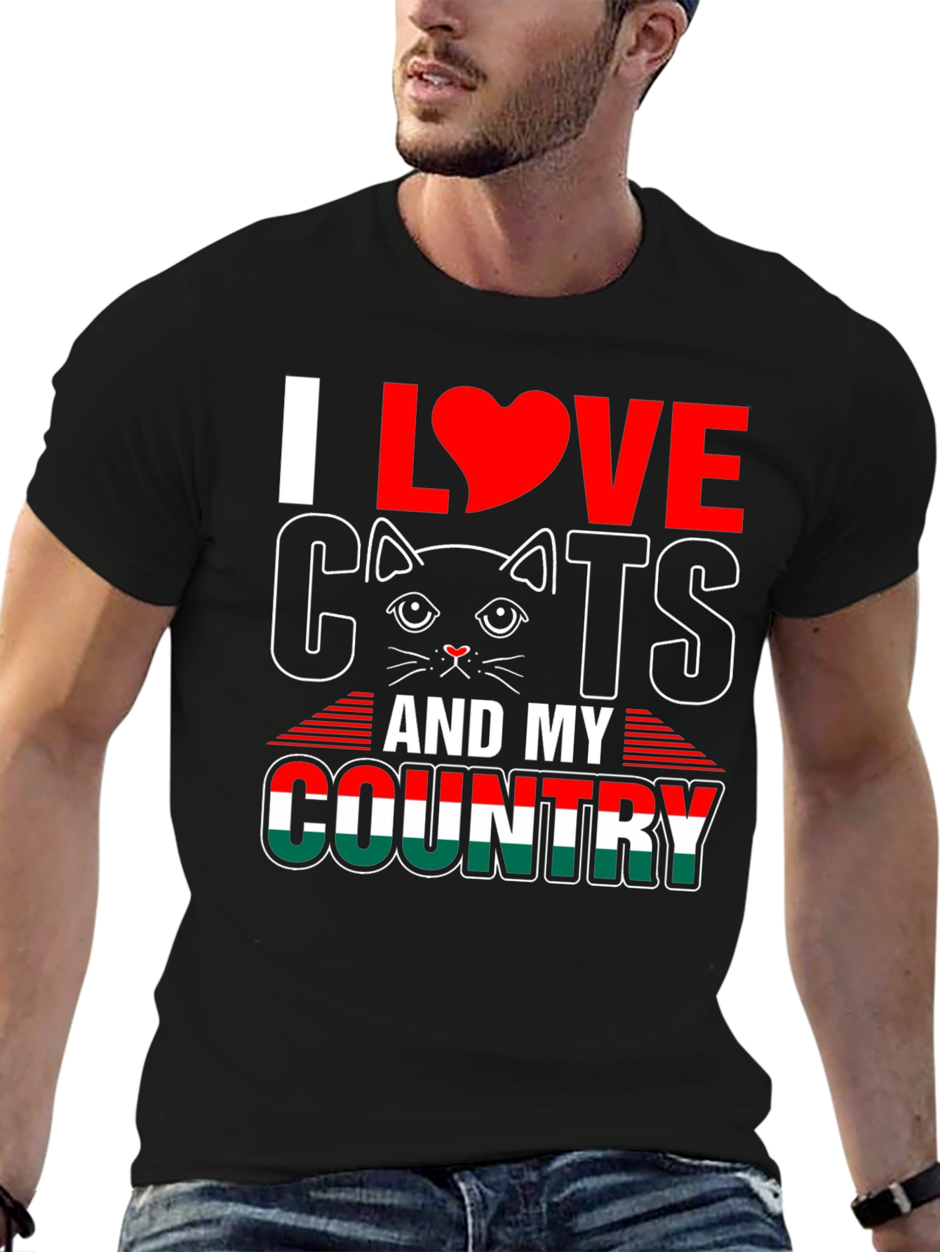 I Love Cats and My Country Graphic T-Shirt