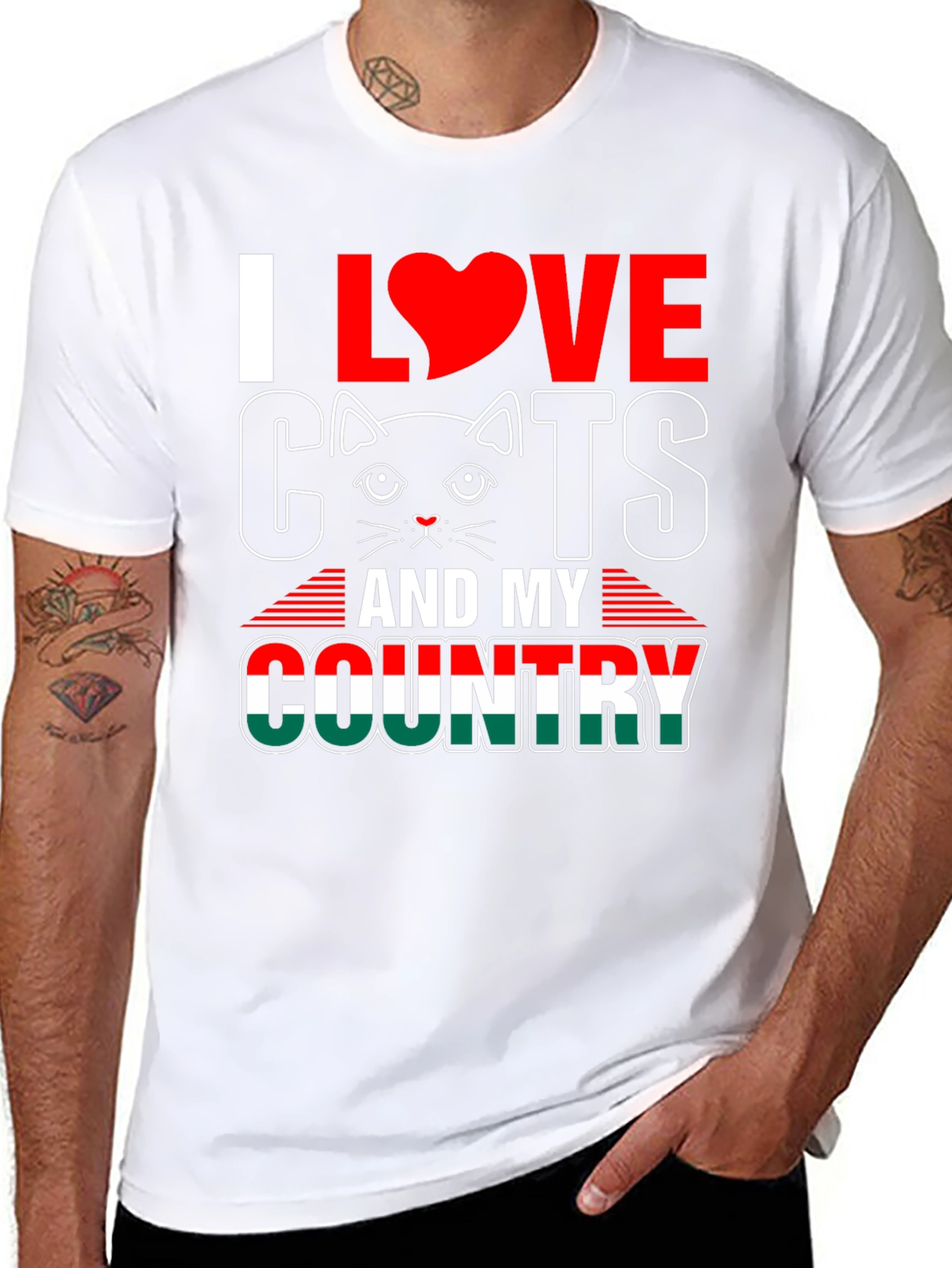 I Love Cats and My Country Graphic T-Shirt