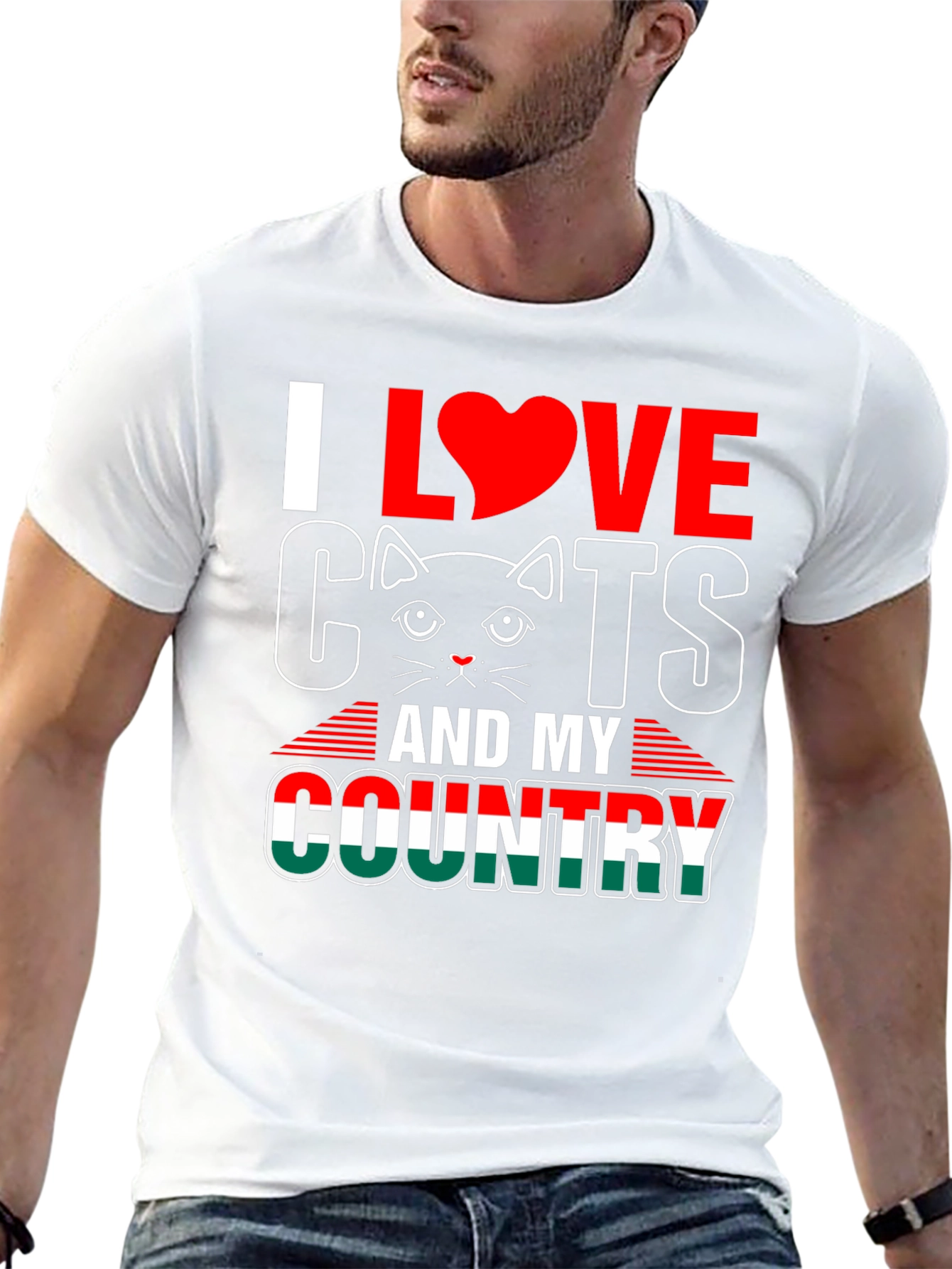 I Love Cats and My Country Graphic T-Shirt