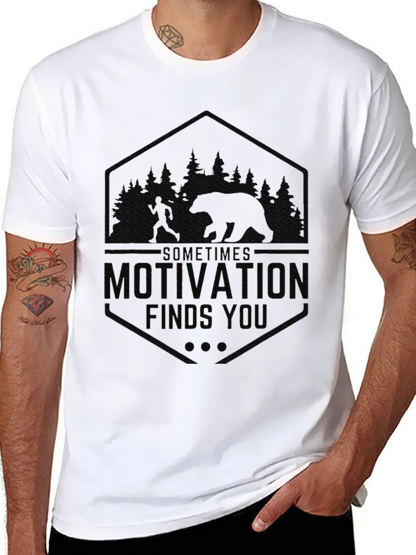 Motivation Finds You Black Graphic Tee