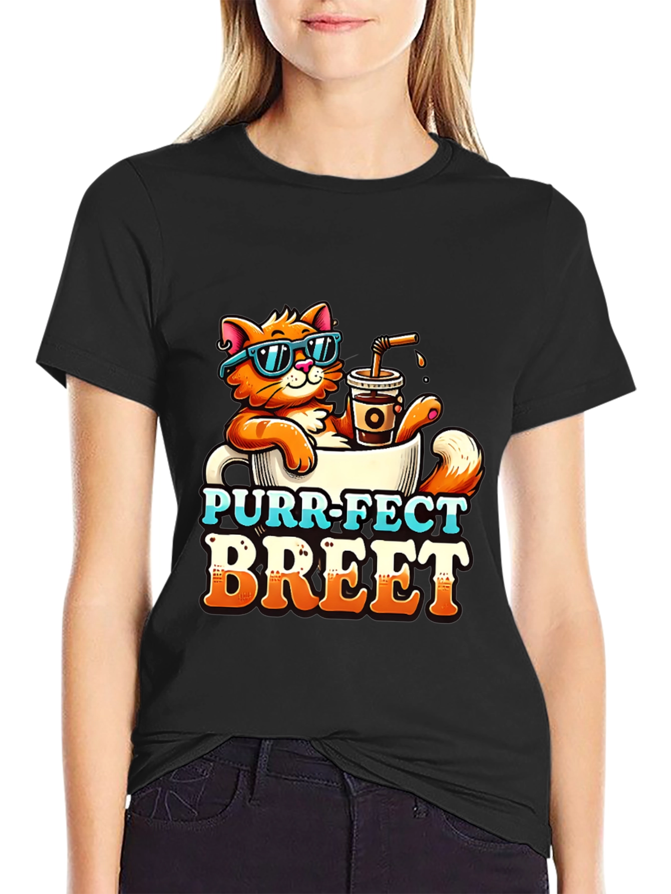 Purr-Fect Brew T-Shirt: Cat Coffee Lover Tee