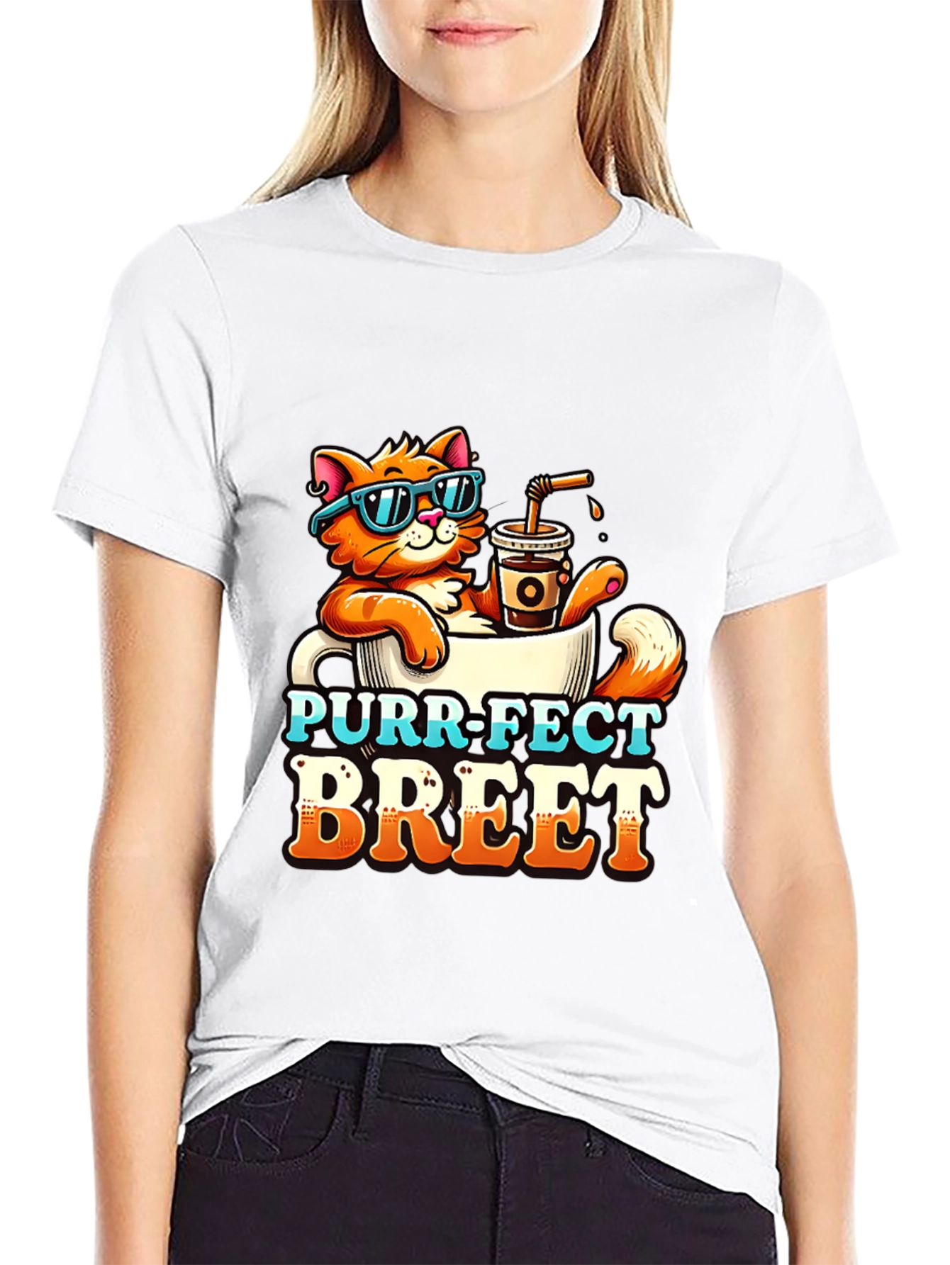 Purr-Fect Brew T-Shirt: Cat Coffee Lover Tee