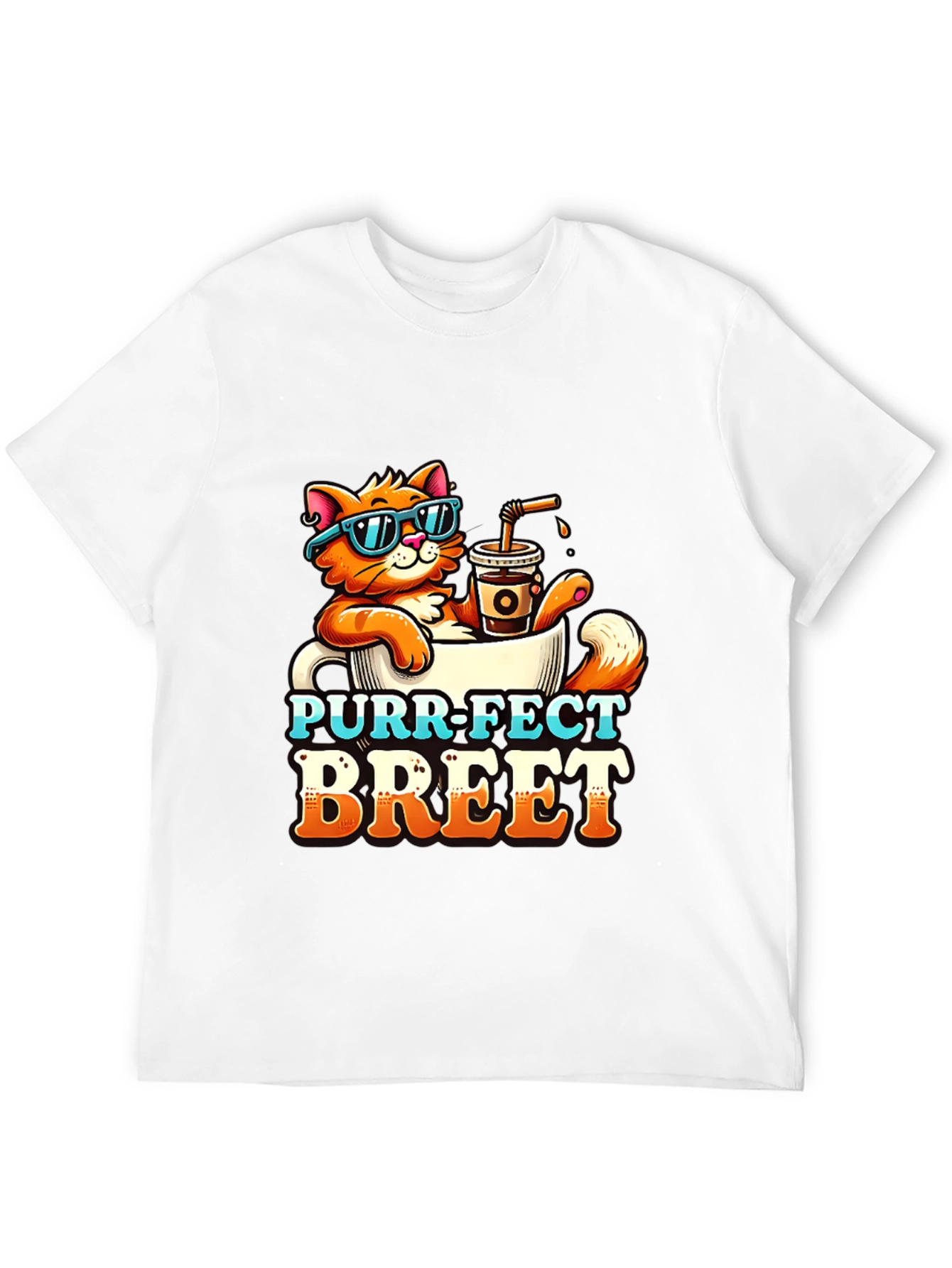 Purr-Fect Brew T-Shirt: Cat Coffee Lover Tee