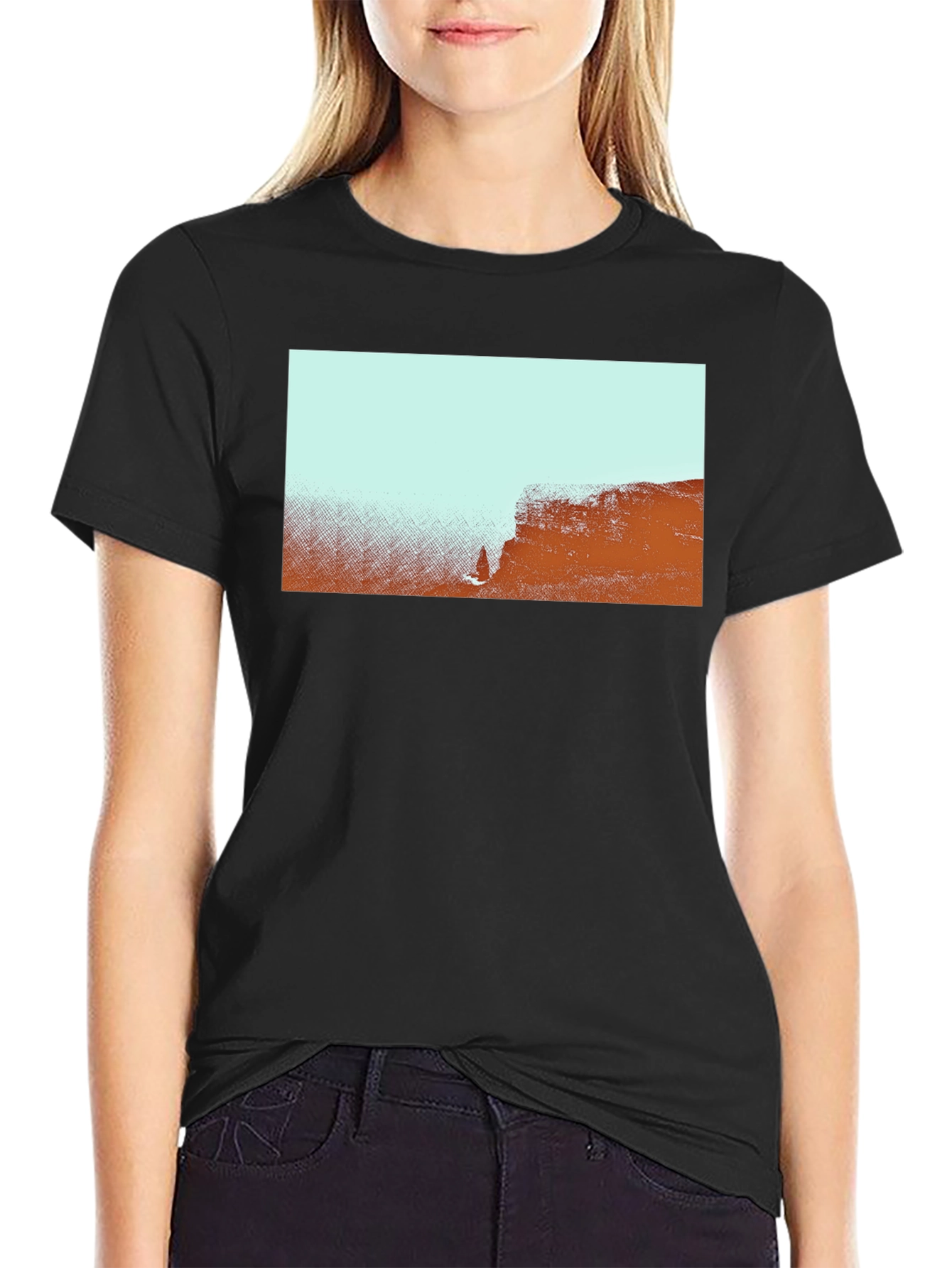 Abstract Landscape Graphic Tee - Black