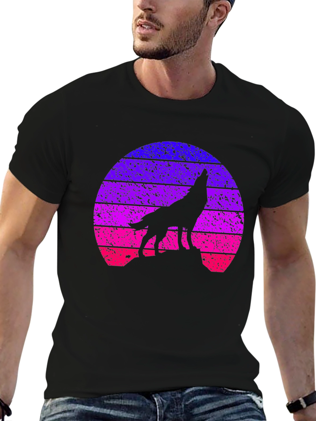 Retro Wolf Sunset T-Shirt