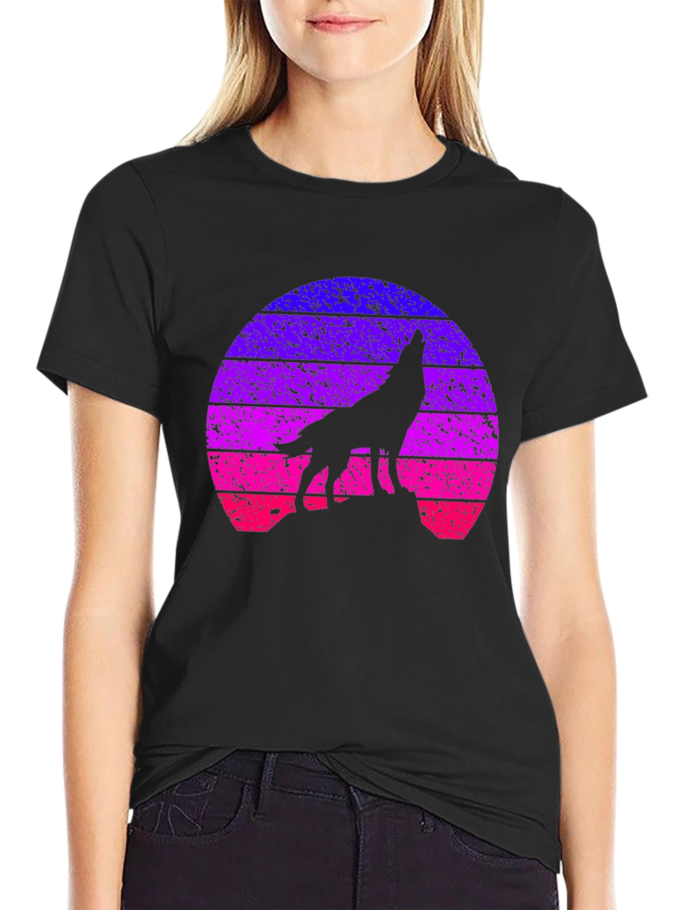 Retro Wolf Sunset T-Shirt