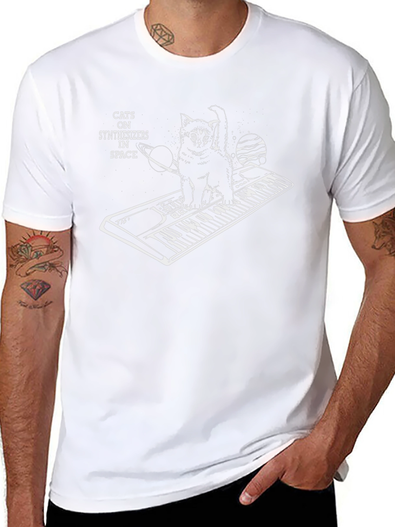 Cats on Synthesizers in Space Graphic T-Shirt